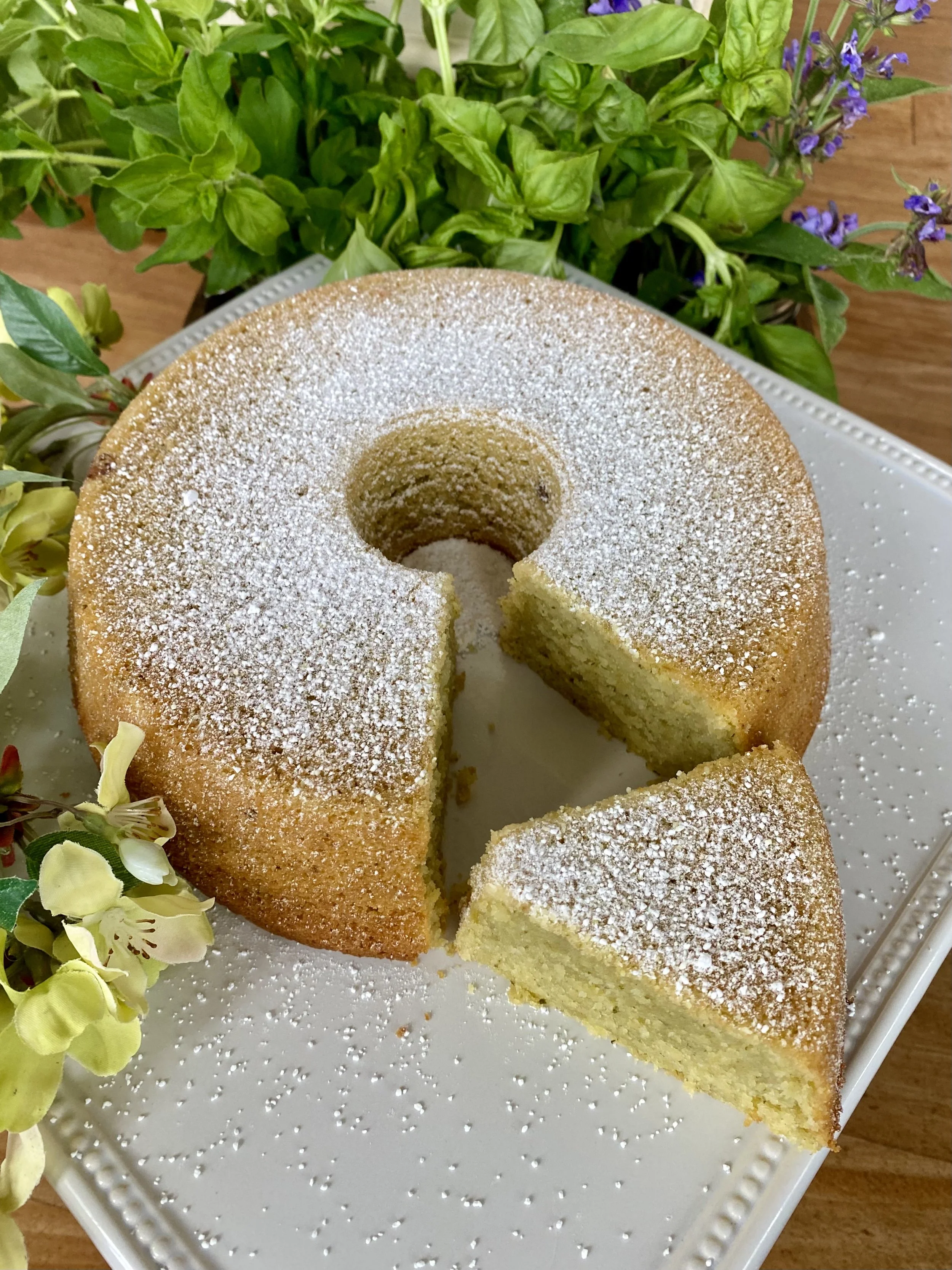 Basil Lemon Olive Oil Bundt Cake