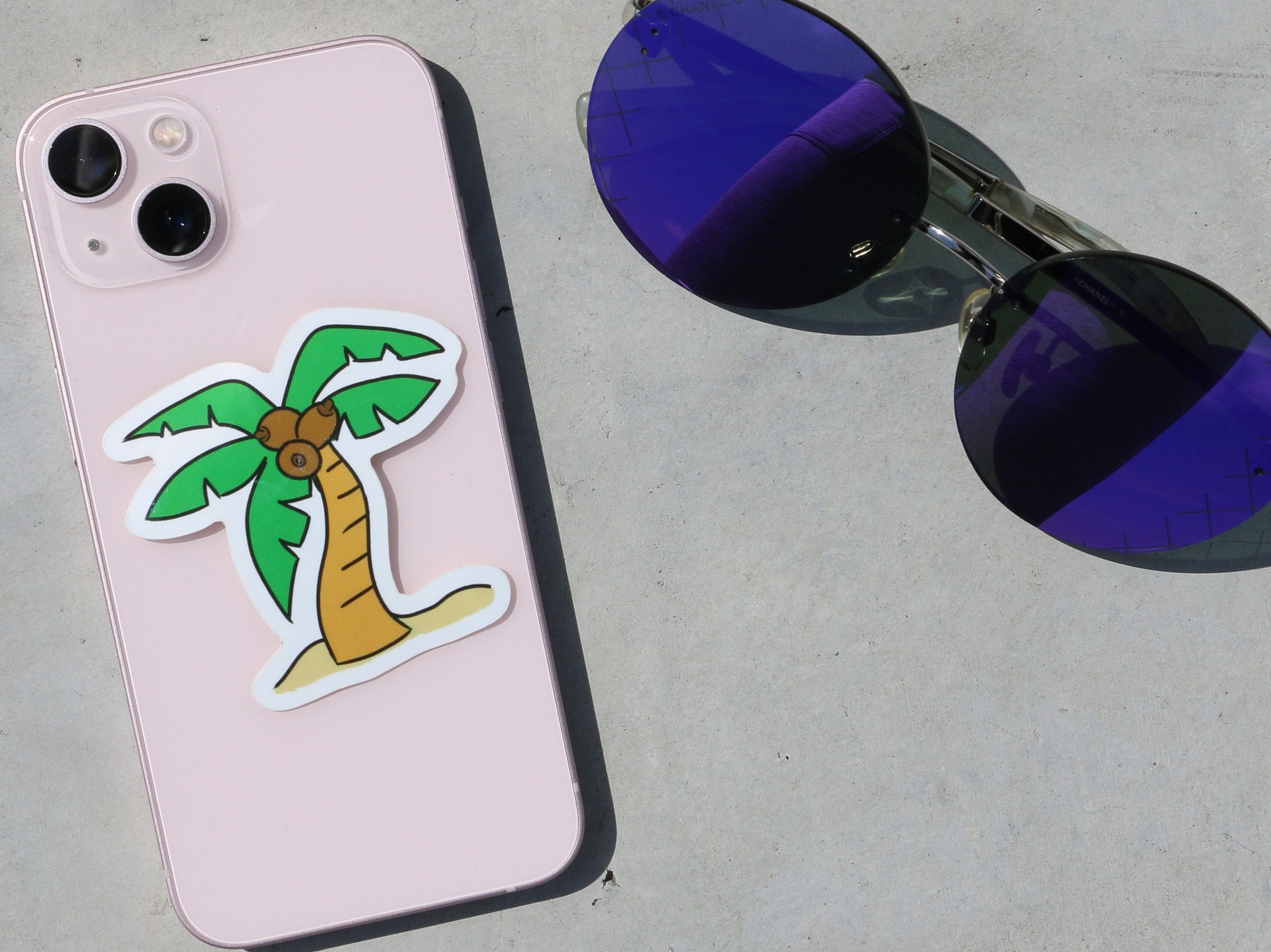 brown coconut palm tree boob sticker on phone