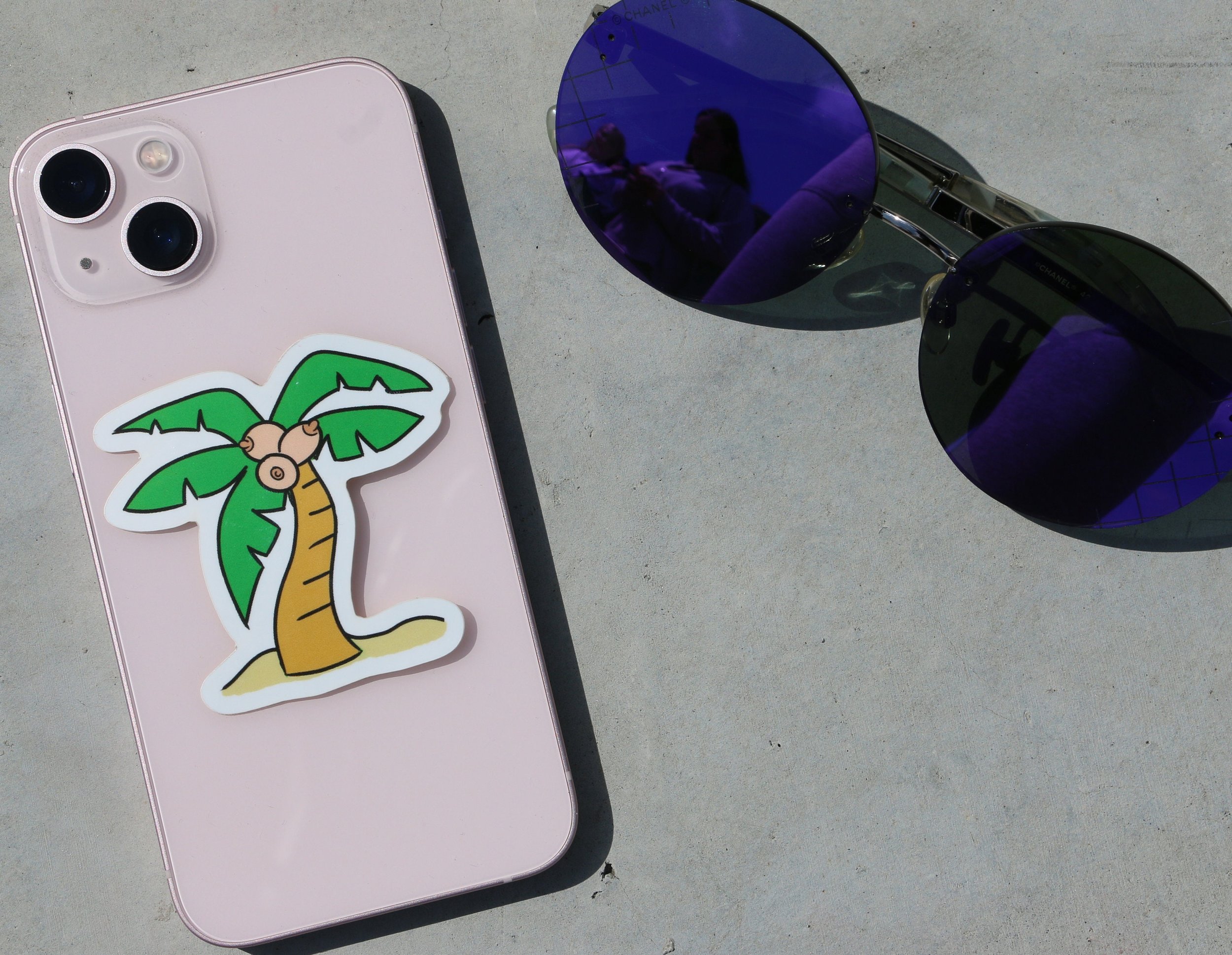 tan coconut boobie palm tree on phone sticker