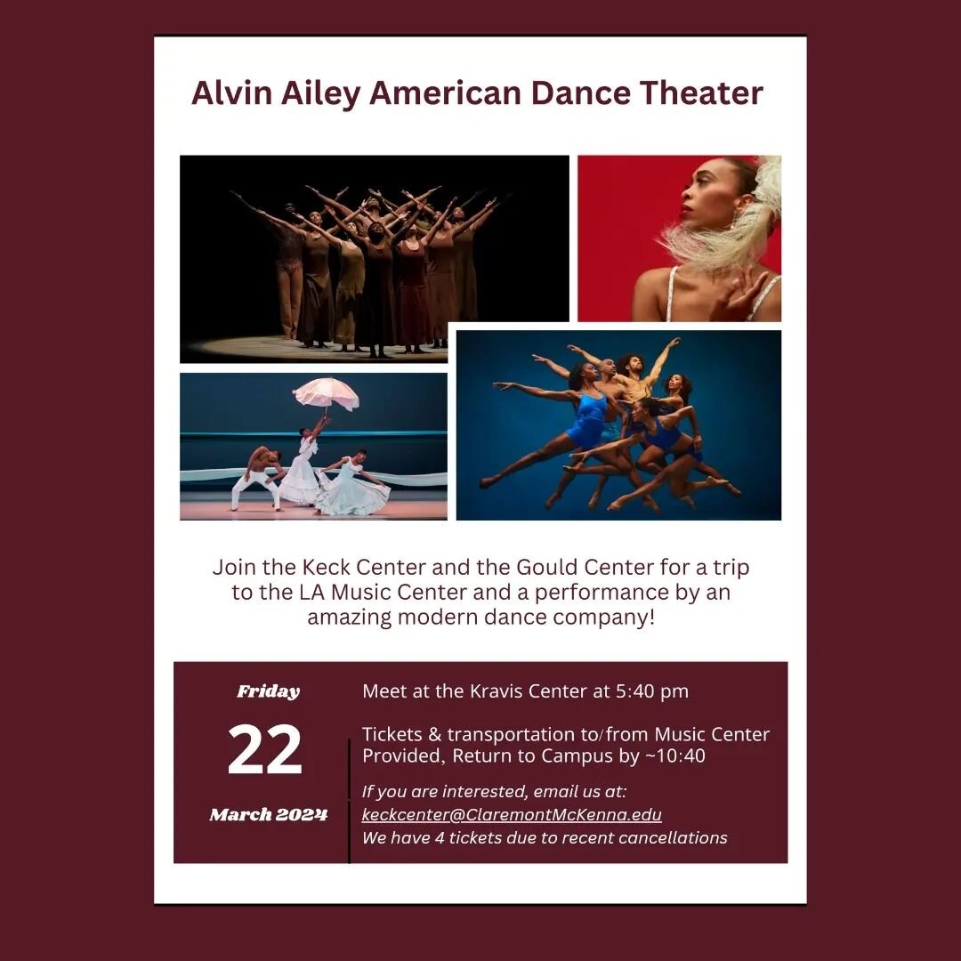 Please join the Keck Center and Gould Center for an unforgettable experience as we invite you to witness the mesmerizing performances of the Alvin Ailey American Dance Theater. Immerse yourself in the beauty of modern dance and be captivated by the a