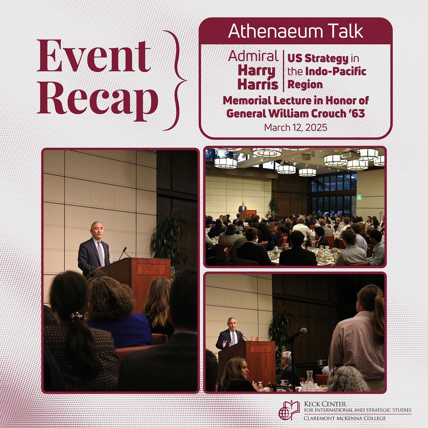 Pictures from Admiral Harry&rsquo;s Ath Memorial Lecture in Honor of General William Crouch &lsquo;63. We are looking forward to seeing you at our future events!