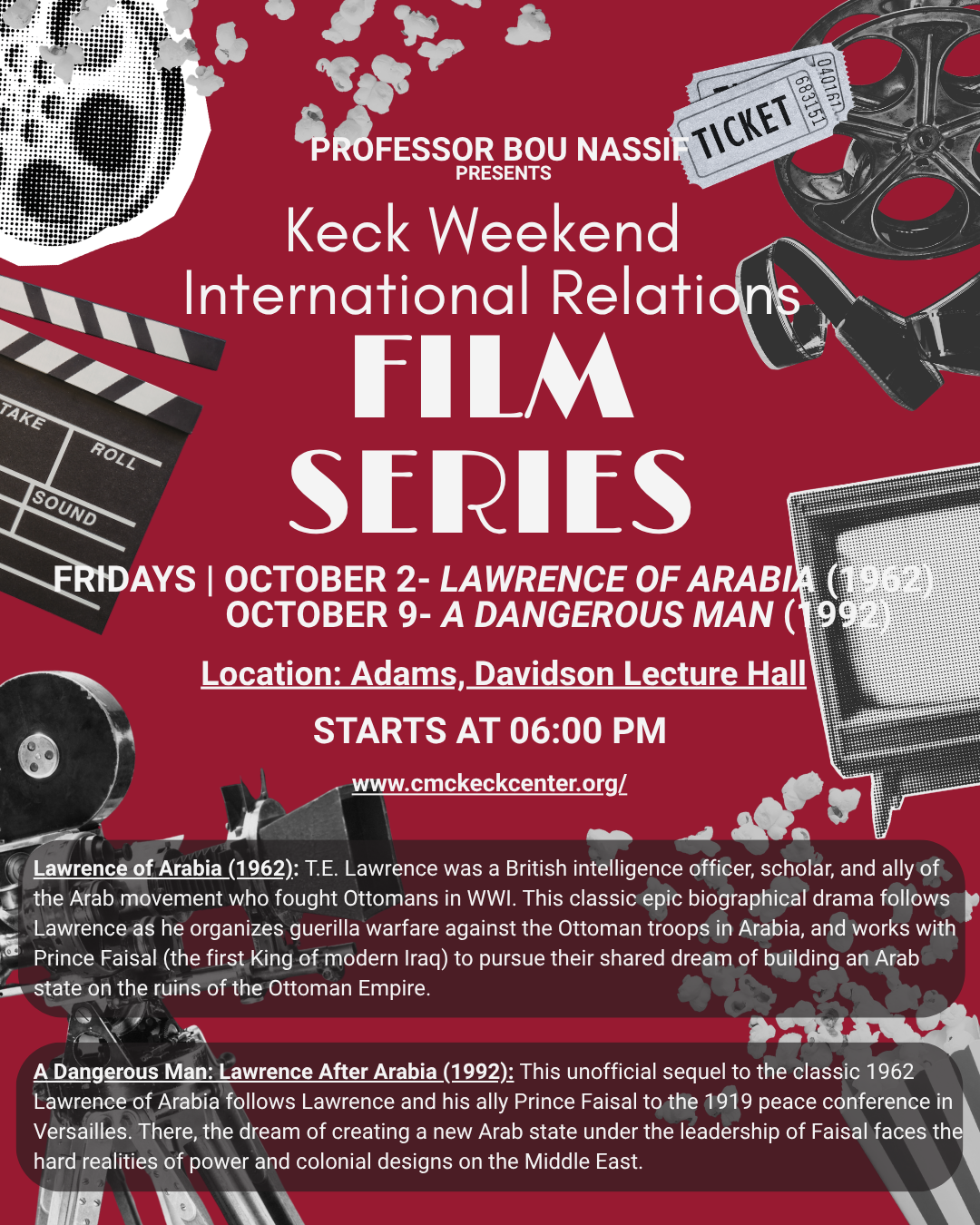 Professor Bou Nassif Presents Keck Center Weekend IR Film Series: A Dangerous Man: Lawrence After Arabia (1992)