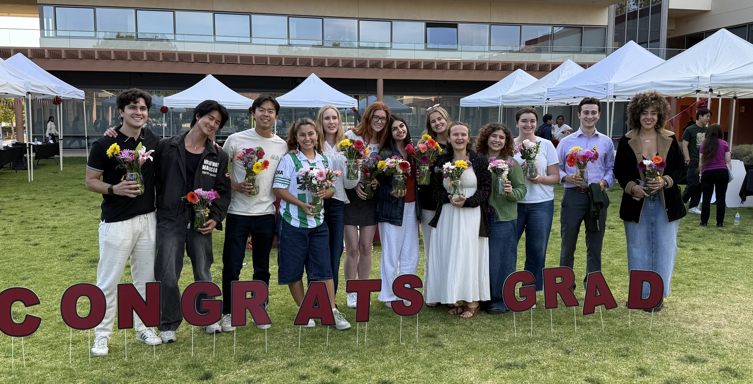 Seniors after presenting their international relations theses at the Center's State of Senior Thesis event, Spring 2025