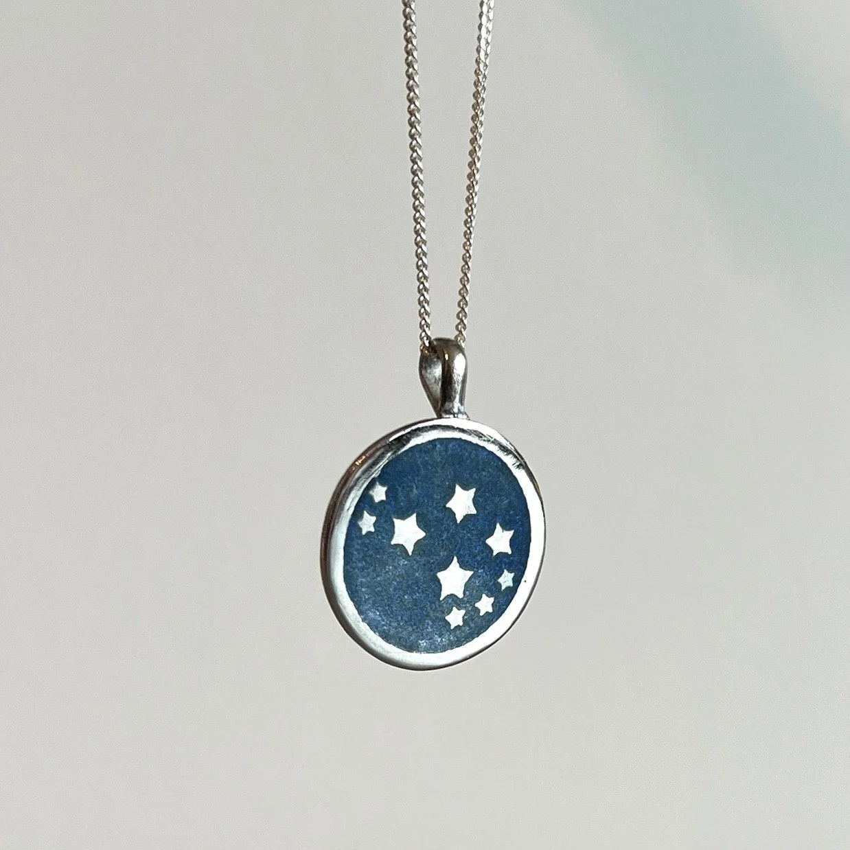 Limited edition Matariki Pendant - denim blue enamel on fine silver