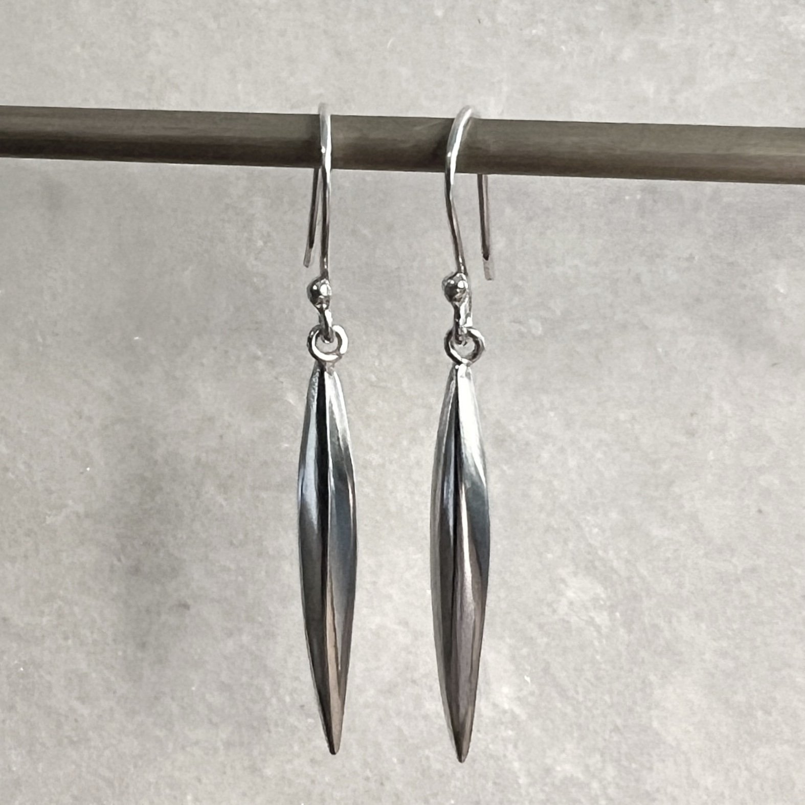 Koromiko leaf silver earrings made in New Zealand
