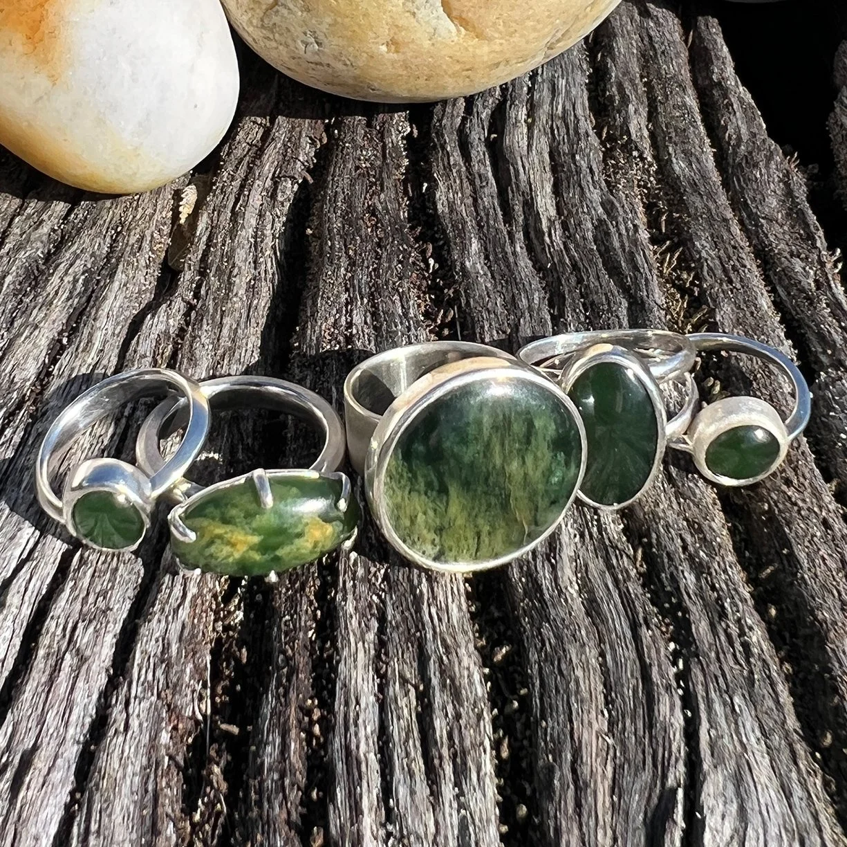Elsipse pounamu silver ring