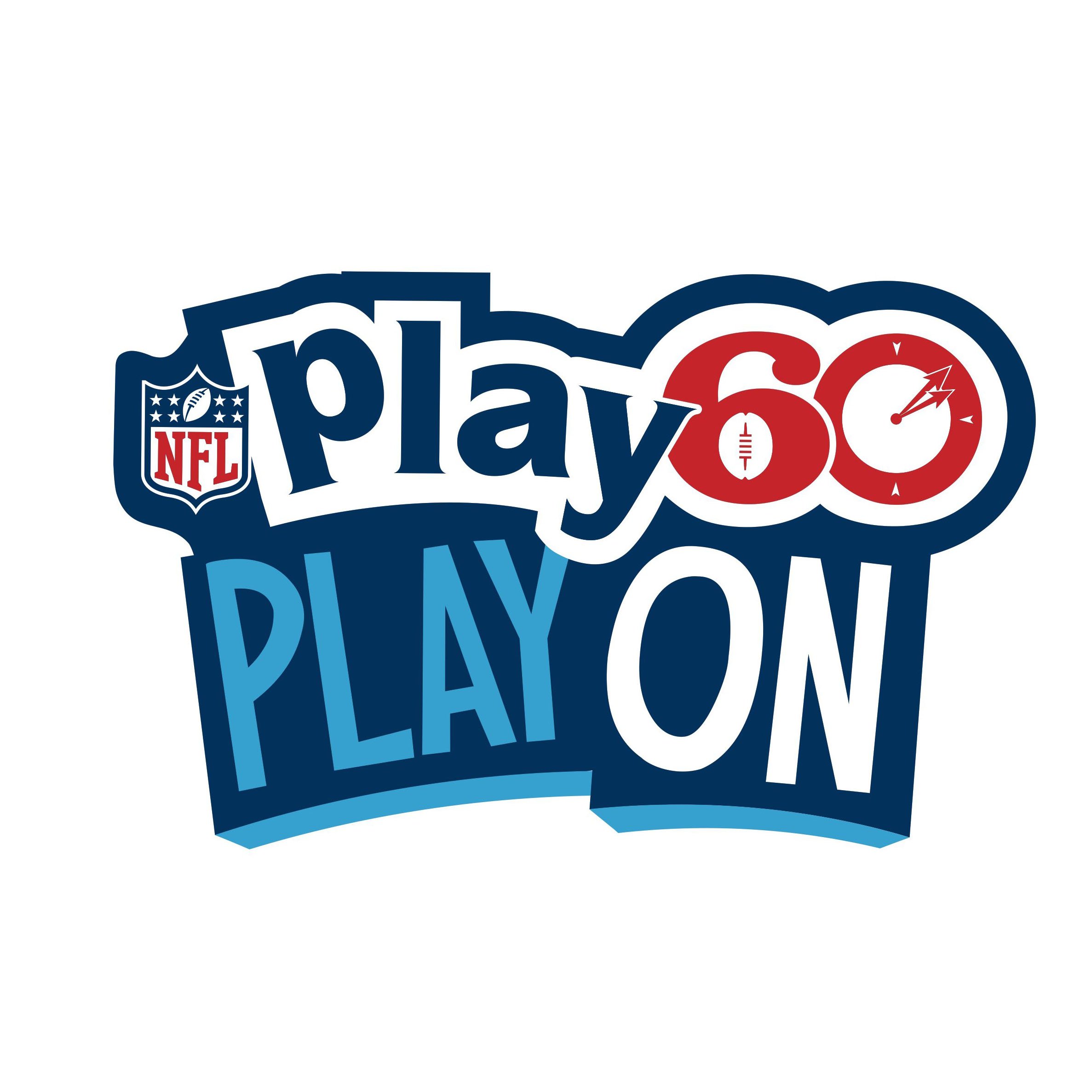 NFL Playoffs 60 logo with football and clock icons, and the words 'Play On' in blue and white text.