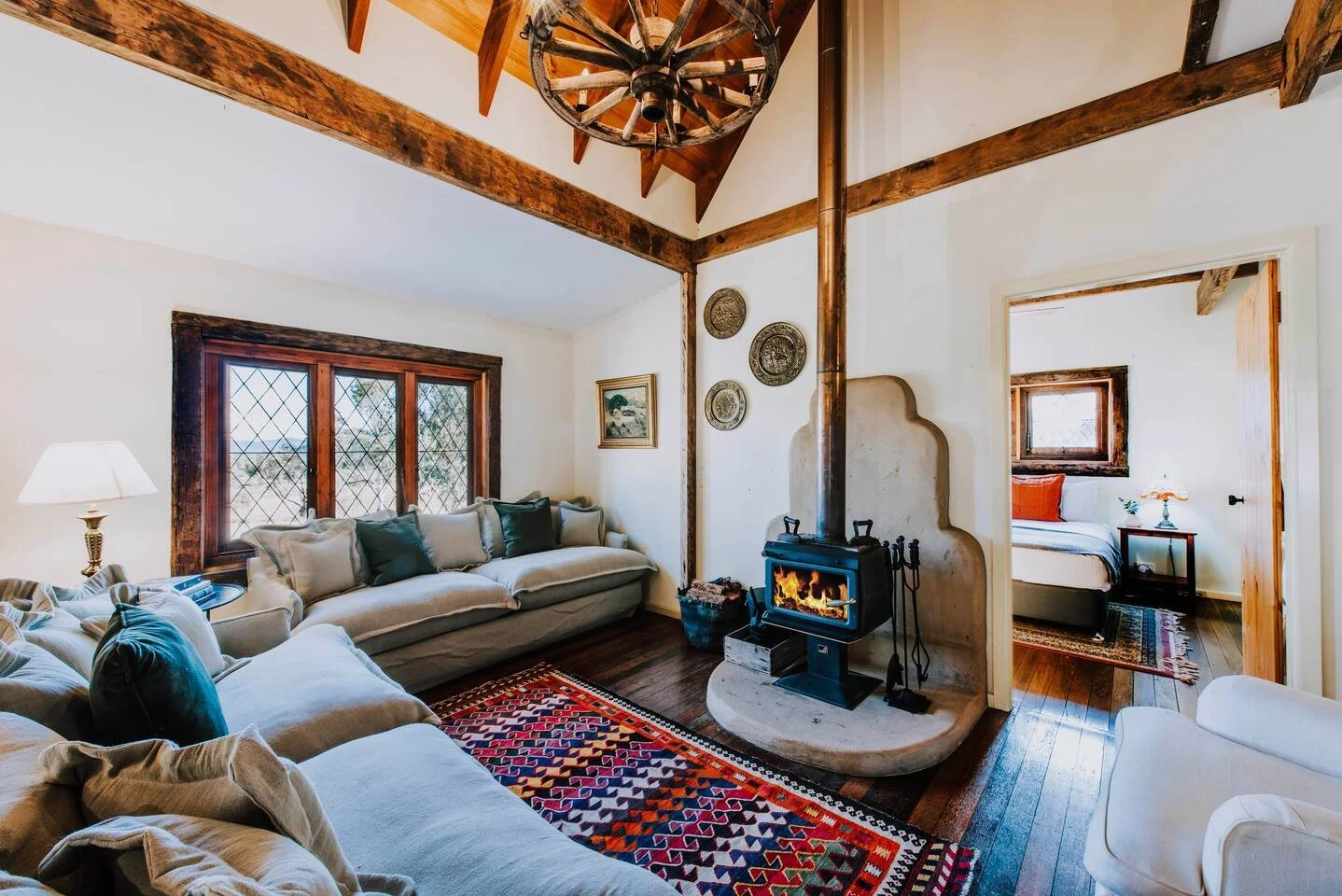 Apple Tree Cottage fireplace Mudgee Accommodation Bliss Stays