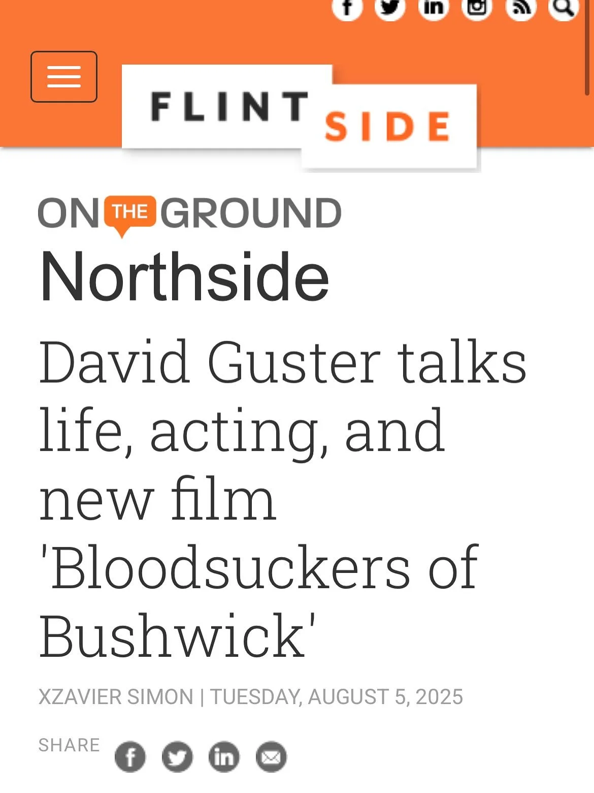 Check out the new Flintside article featuring an interview with lead actor, David Guster and some stills from our film! 

Thank you, @xzaviervsimon &amp; @flintsidenews !!! ⚡️
