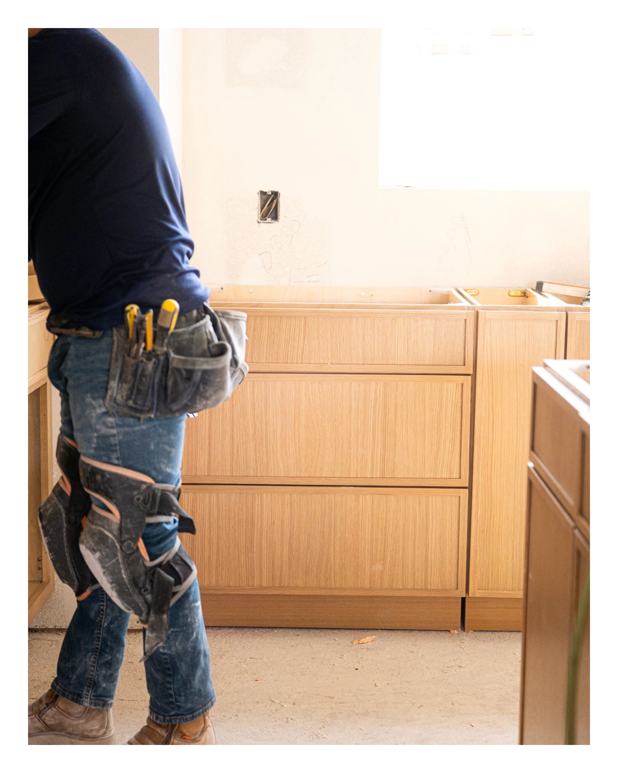 Walked into Quitman and it&rsquo;s cabinet installation day. Every cabinet is being put together by hand, every screw, every detail, nothing missed. You can see the patience and craftsmanship in it. Now the design is actually coming to life in the ho
