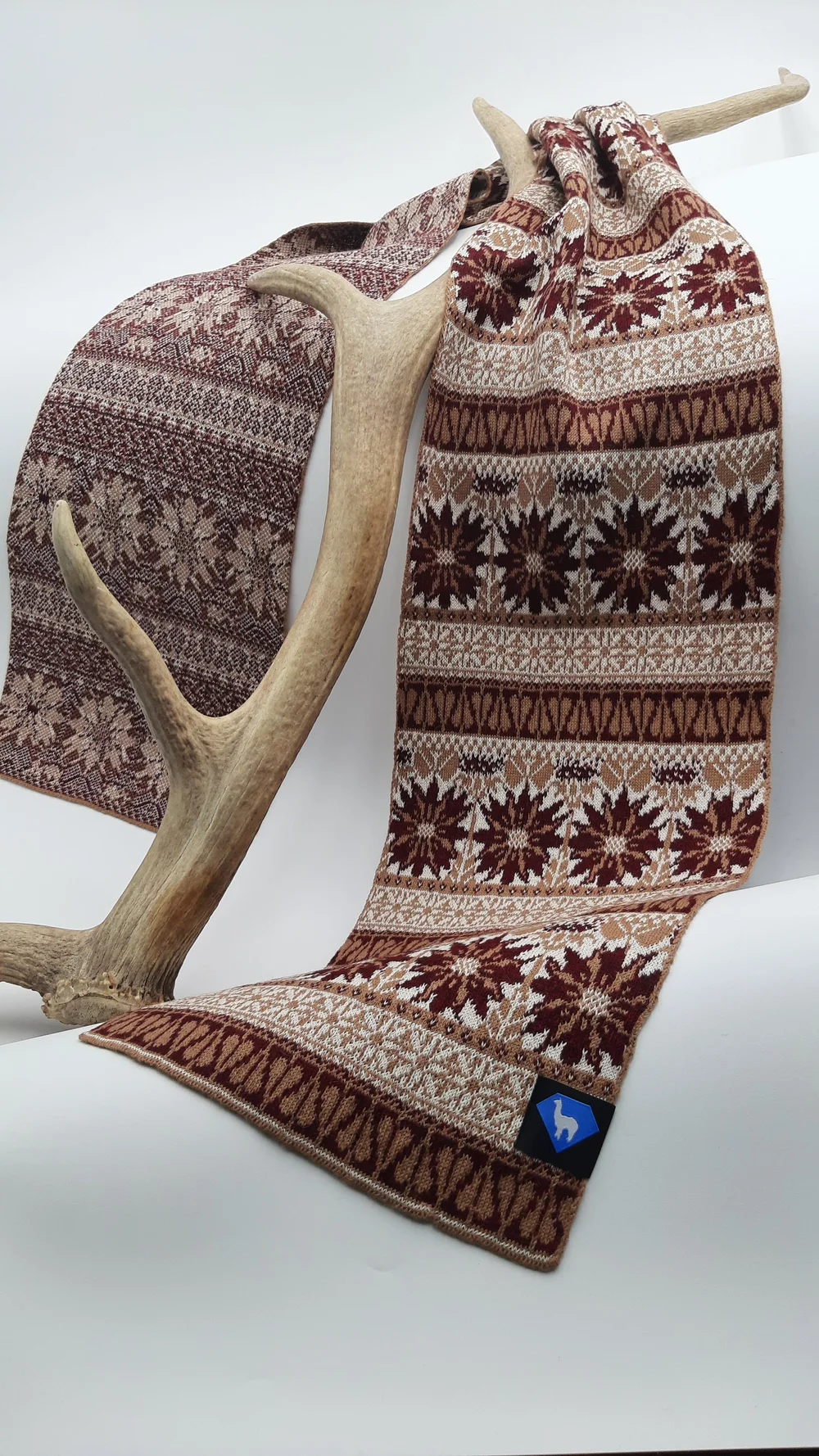 MIsha Alpaca Knit Argyle Scarf / OS