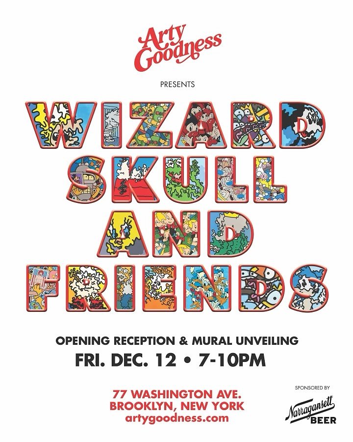 Dec 12! Come get weird! 🌀📺🍟🤡✨ 

Brooklyn-based icon Wizard Skull is taking over the gallery with his signature pop-culture subversion - and his bringing his friends! Equal parts hilarious and hallucinogenic, @WizardSkull transforms the familiar i