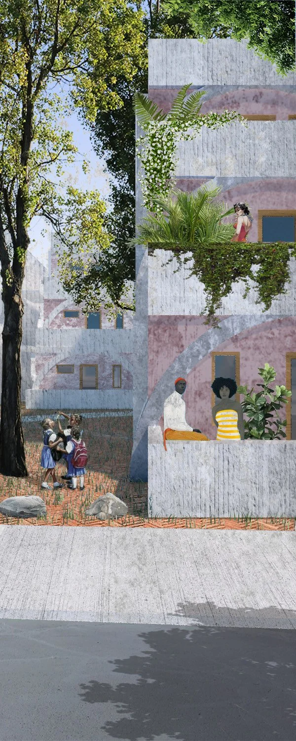 Rendering, Balconies and Courtyard