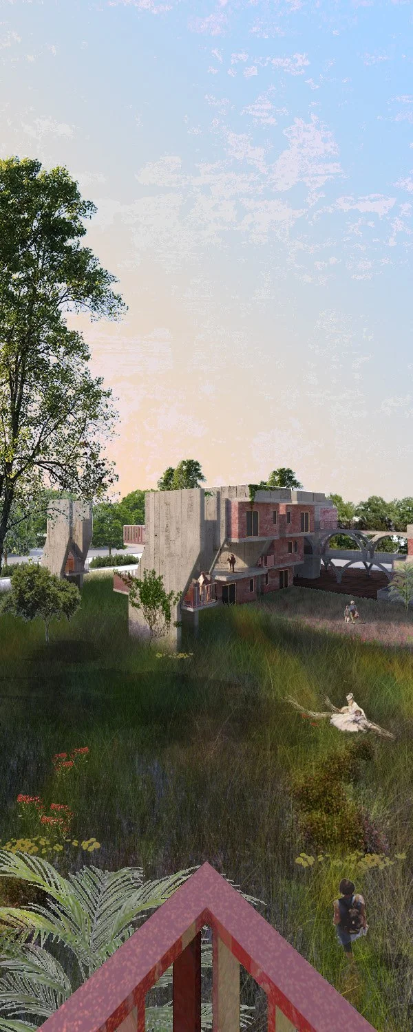 Rendering, Housing Block in the Landscape