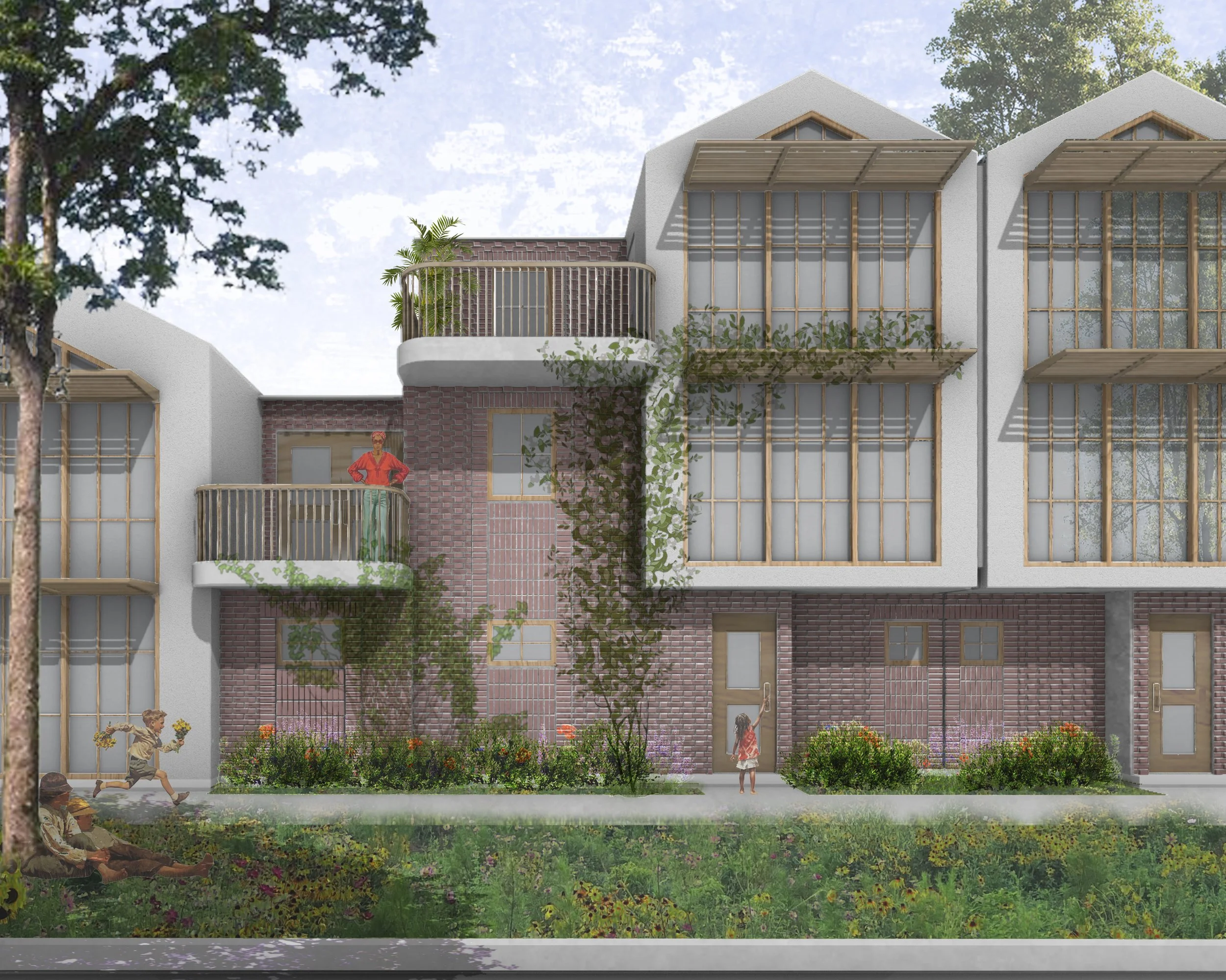 Elevational Rendering Of Woodbridge Townhouses
