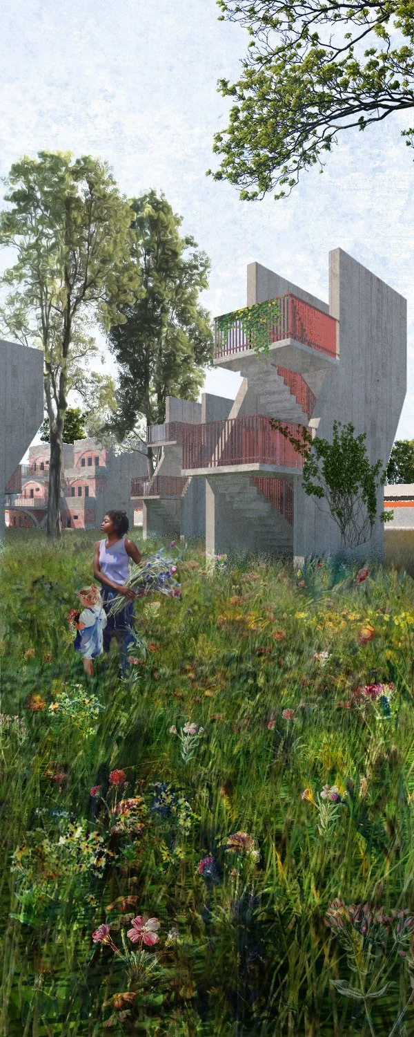 Rendering, Stair Tower in the Flower Field