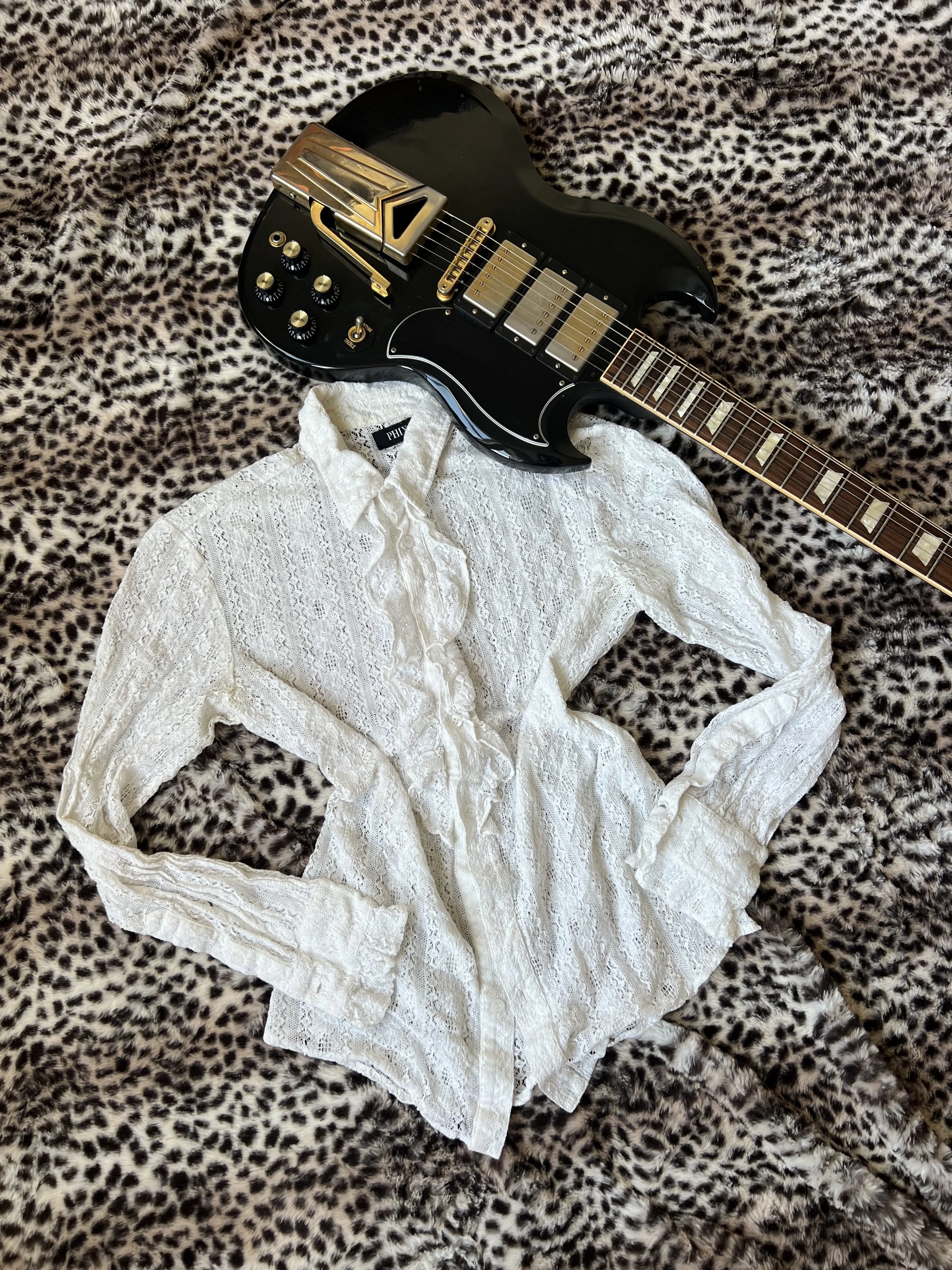 Phix lace button down shirt