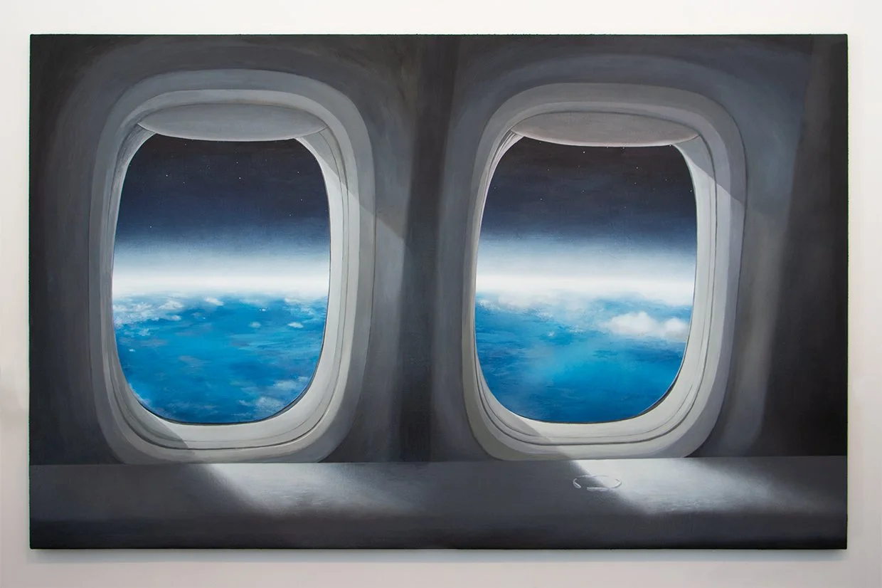 Kármán kiosk, 2026, 44" x 70" Acrylic on Linen