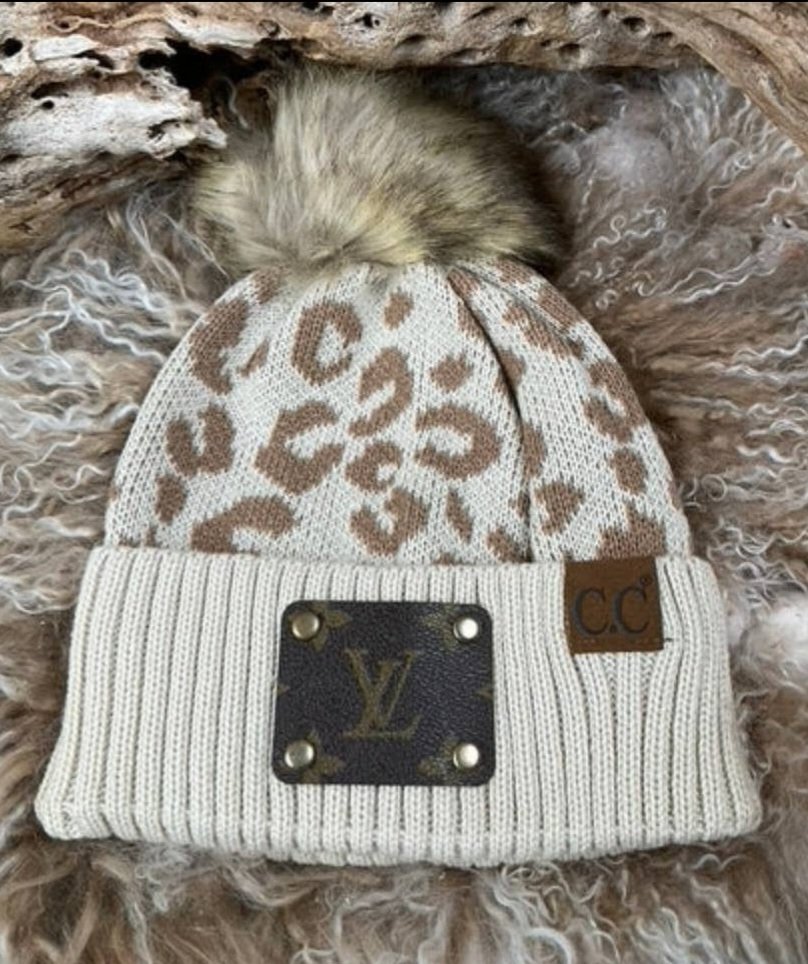 Tan Leopard Knit Beanie — Santa Fe Momma Boutique