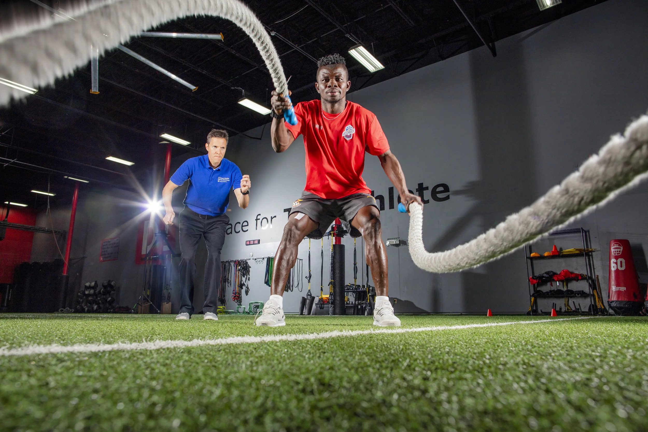 Centura Health advanced physical therapist trains an athlete at the Colorado Springs facility.