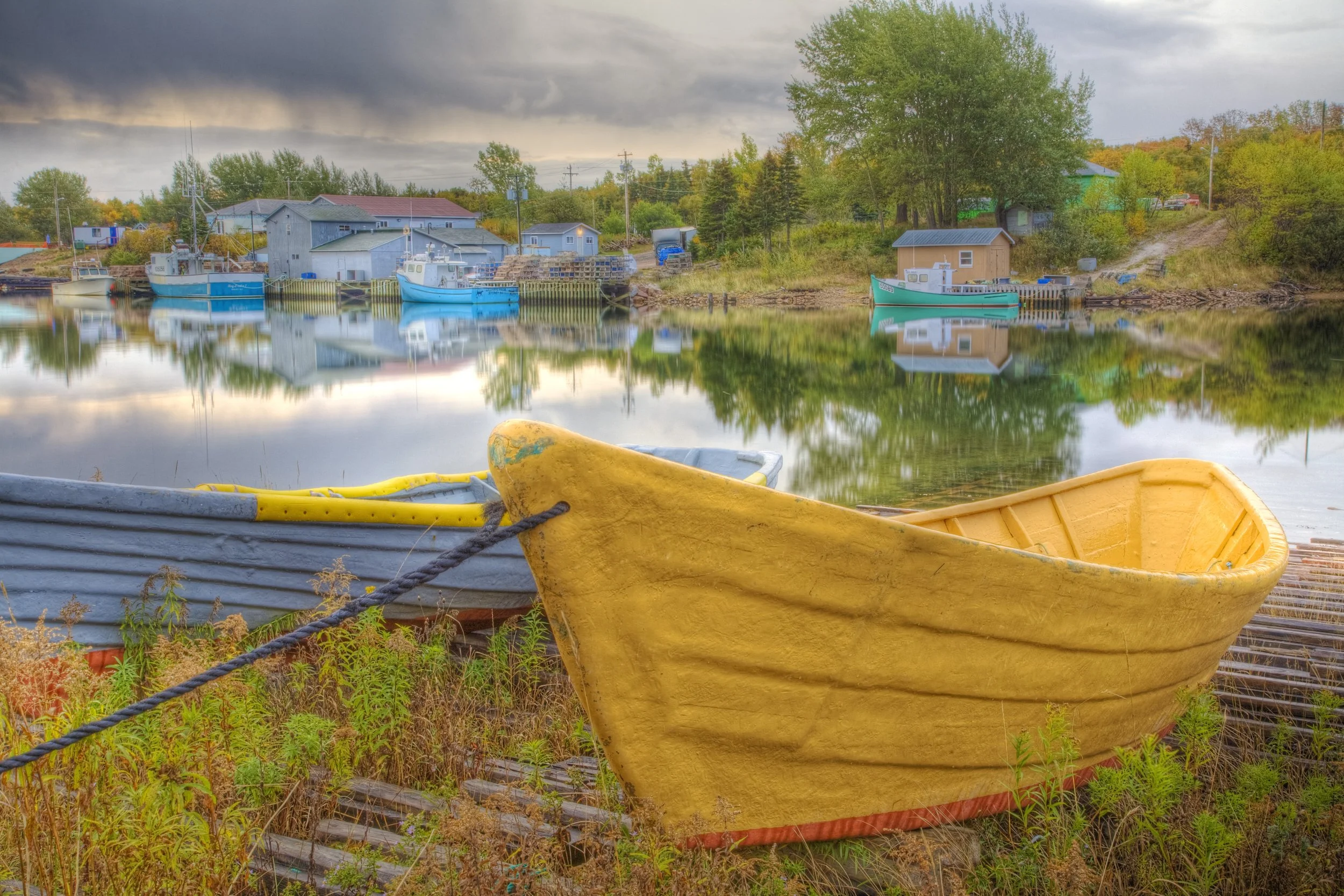 Canada, Nova Scotia, boat at Dingwall Harbour, October 2009
