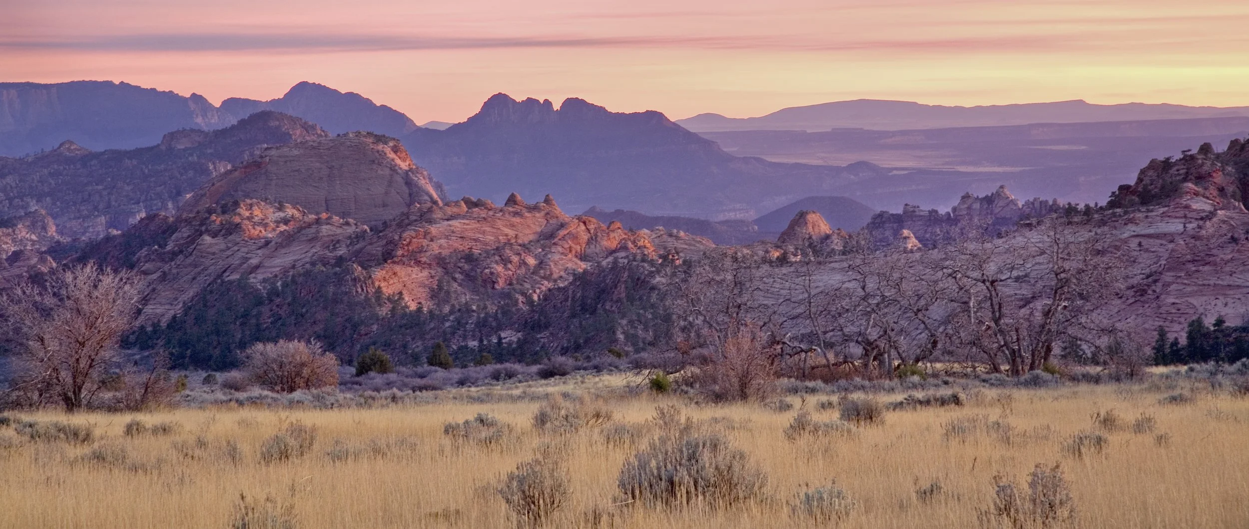 Utah, Zion National Park, Kolob area, sunset, November 2013