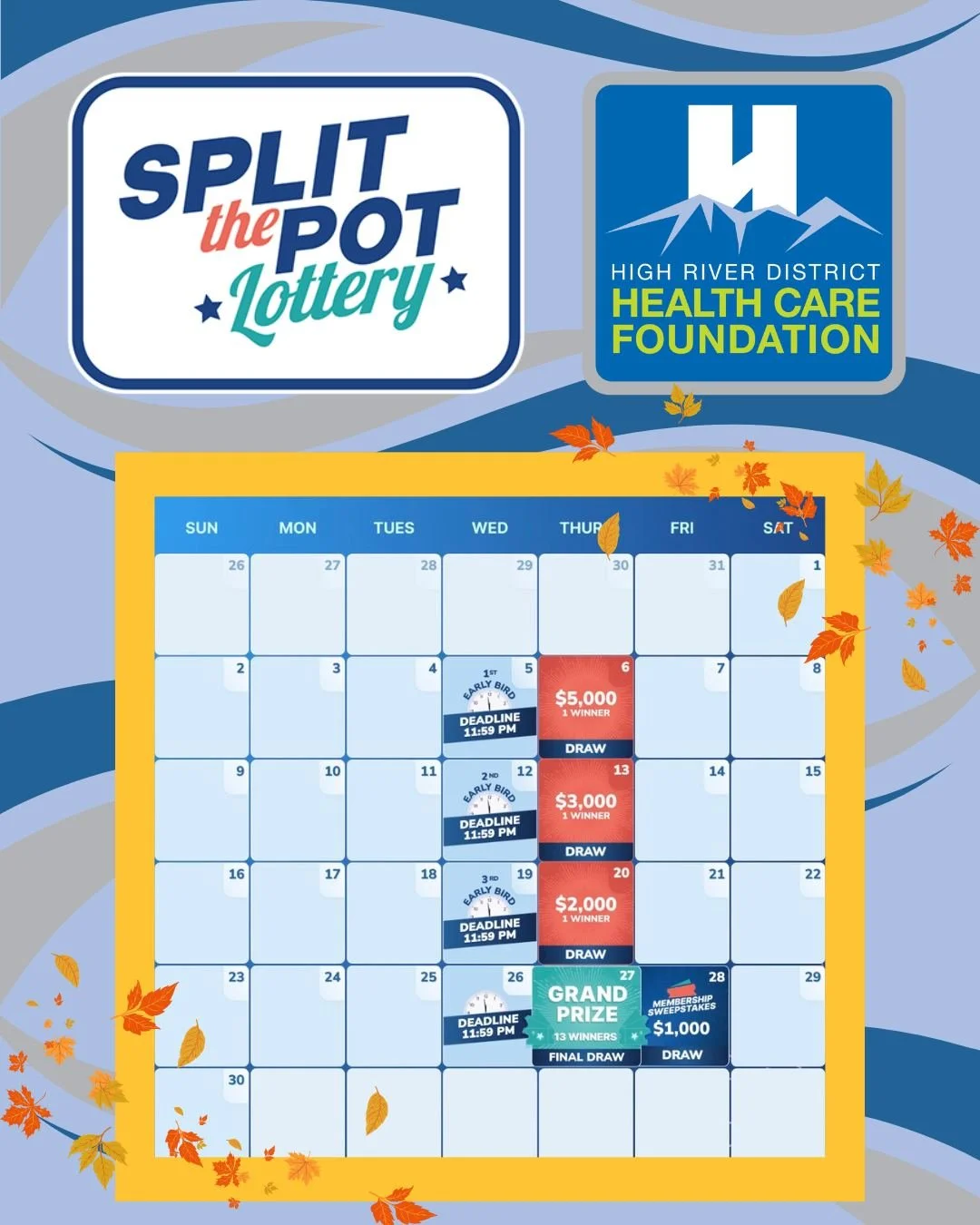 Did you know you can support the Foundation and have a chance to win some money for yourself?! 

When you purchase a Split the Pot lottery ticket you can select the High River District Healthcare Foundation to receive part of the funds from your purc