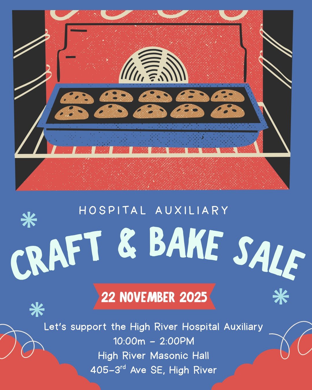 🧁🎨 Come out and support the High River Hospital Auxiliary at their Annual Craft &amp; Bake Sale on Saturday, November 22nd from 10:00 AM &ndash; 2:00 PM at the High River Masonic Building.

The Hospital Auxiliary directly supports our local hospita