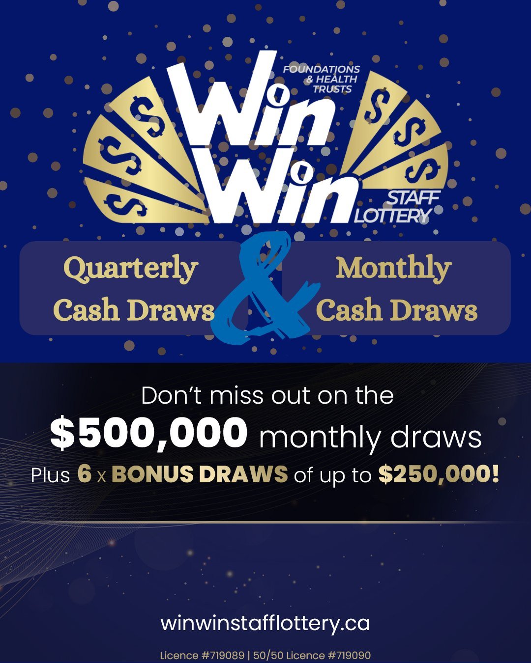 🎉 Exciting news! The WinWin Staff Lottery gives you a chance to WIN big, including a $50,000 grand prize and 50 monthly draws of $1,000! 

🩺 Who&rsquo;s eligible? All staff of Alberta Health Services (AHS) can participate. 

💳 How to play: Buy you