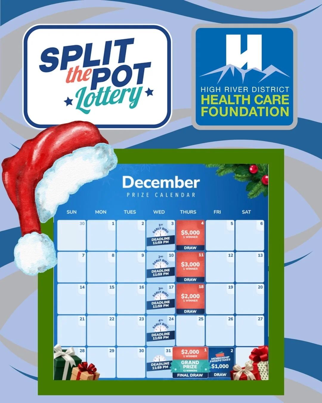 Split the Pot is back and so is your chance to win big while supporting local healthcare.

Every ticket you buy grows the cash prize and helps fund important equipment and programs at the High River Hospital. It&rsquo;s a win for you and a win for ou
