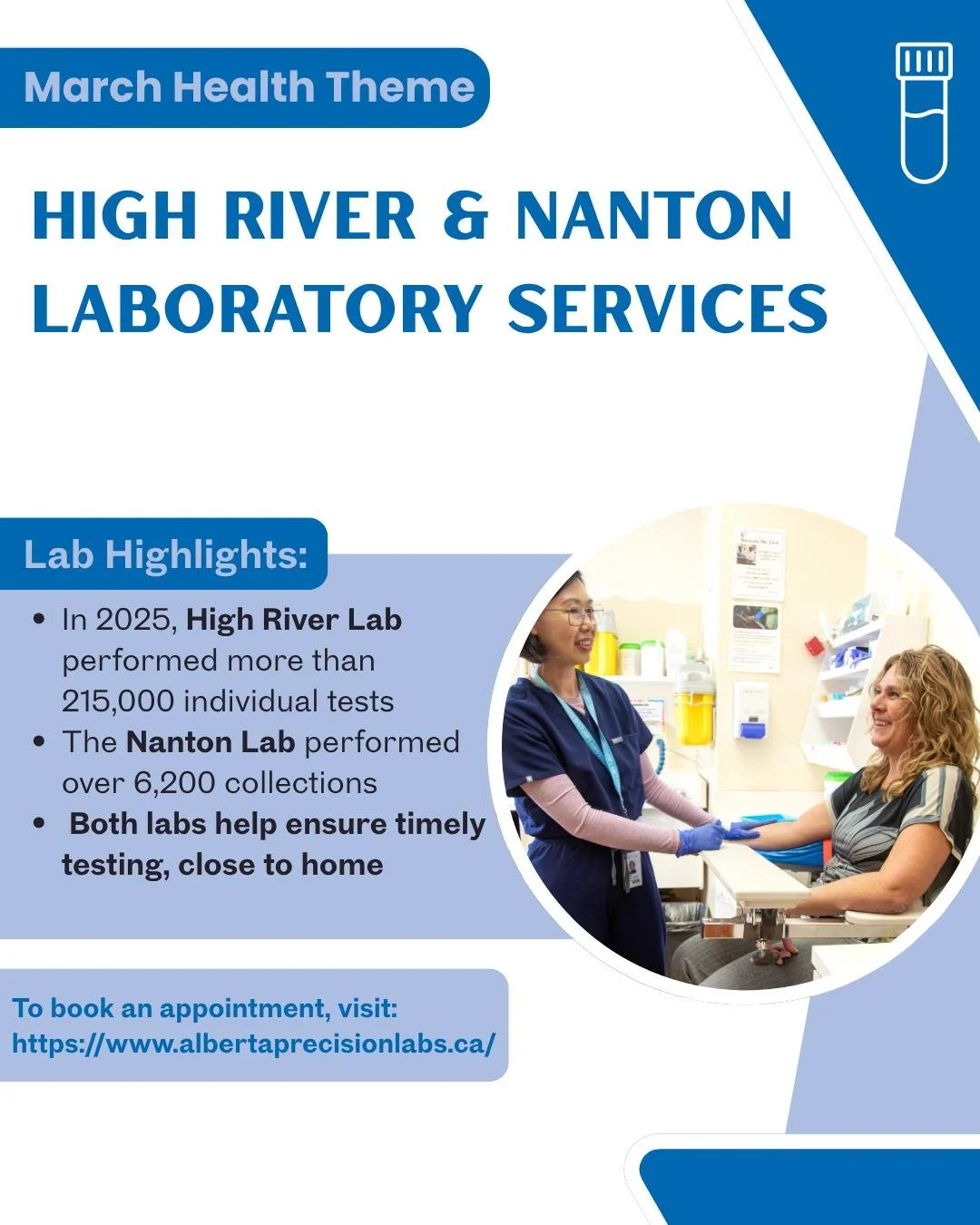 This month, we&rsquo;re proud to shine a spotlight on the laboratory teams at High River General Hospital and Nanton Community Health Centre as our March Health Theme.

These local labs provide blood and body fluid collection and a wide range of rout