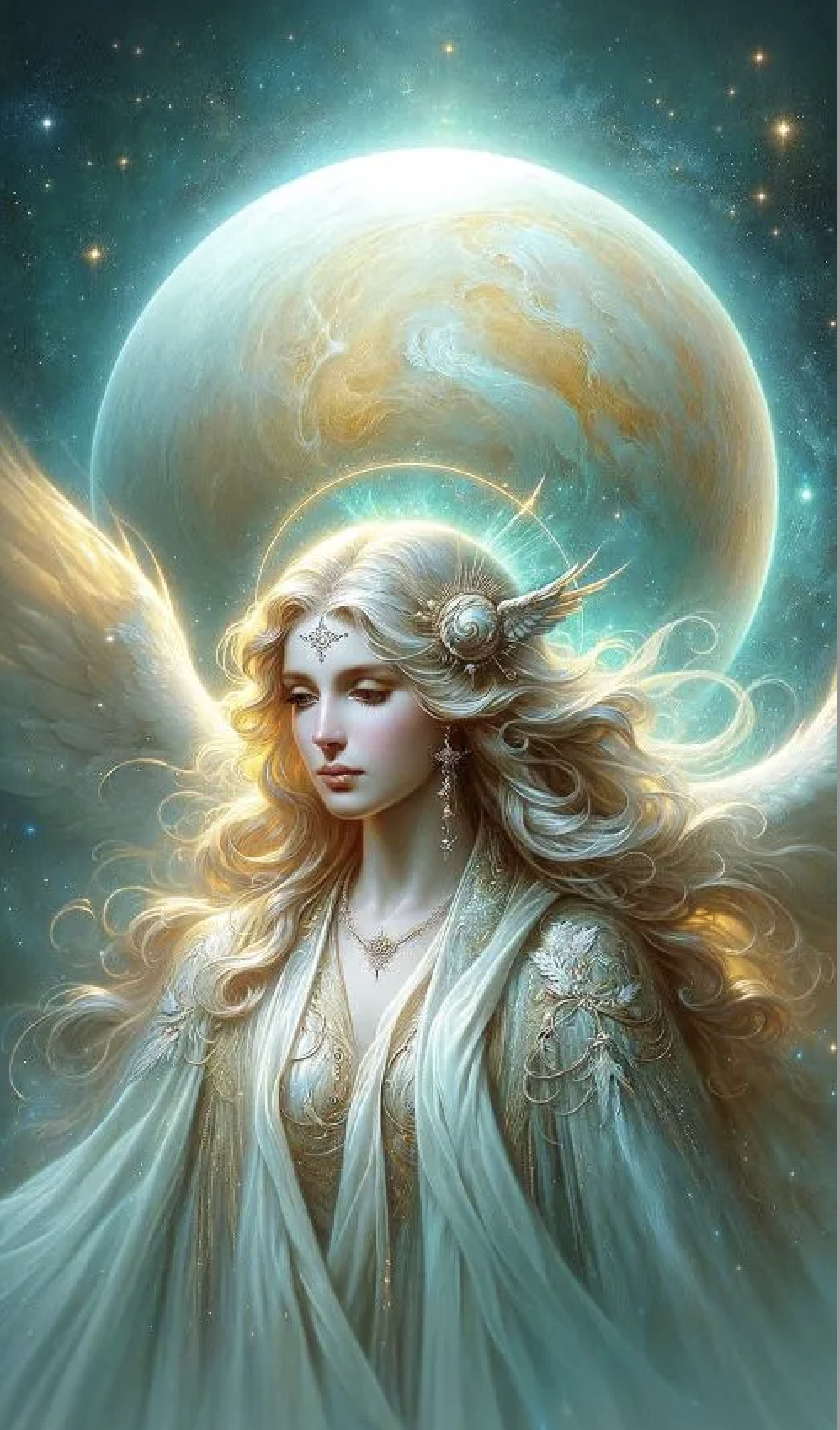 Digital artwork of Blue Angelic Being
