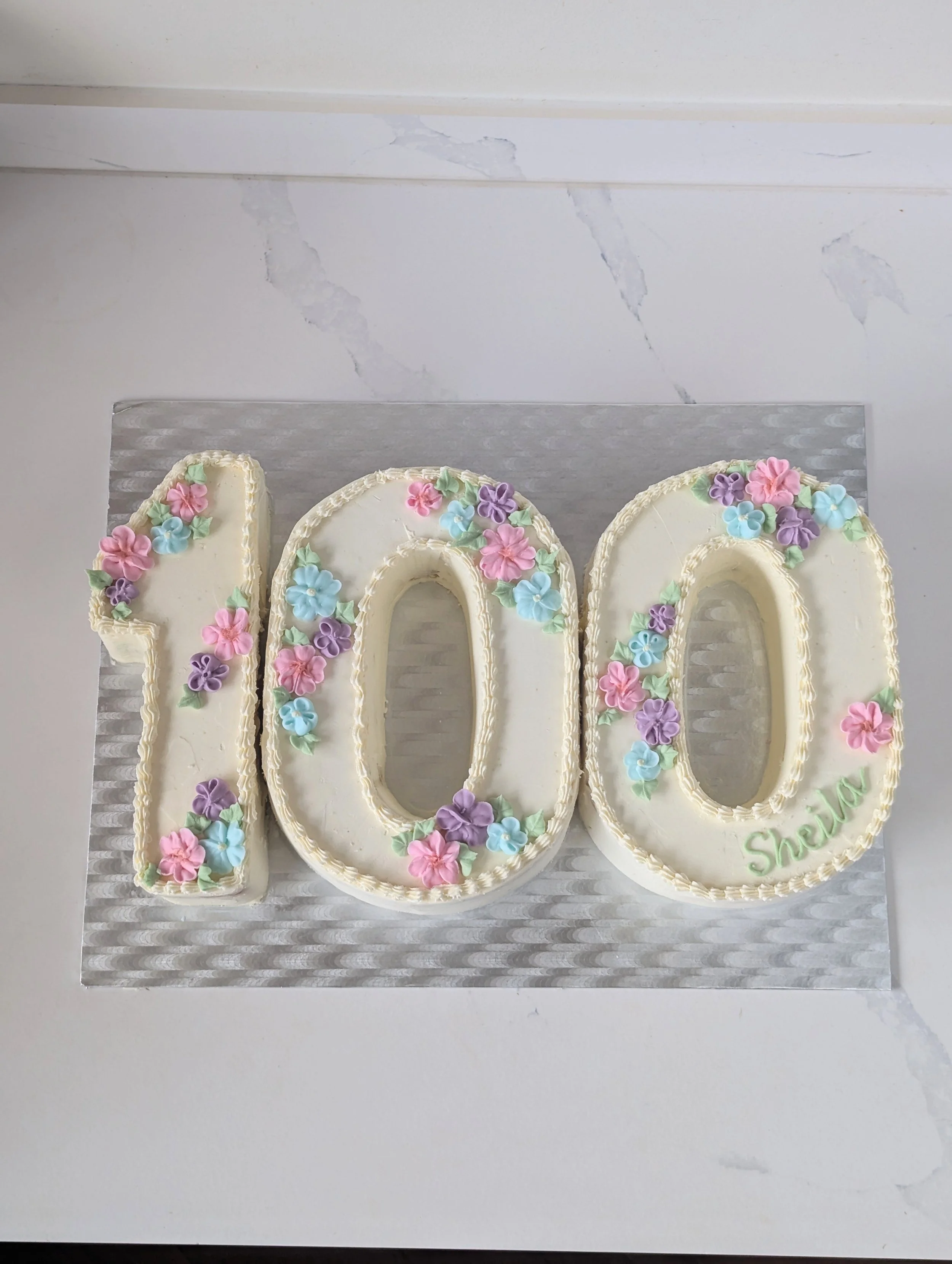 100th birthday cake, number shaped cake Wiltshire