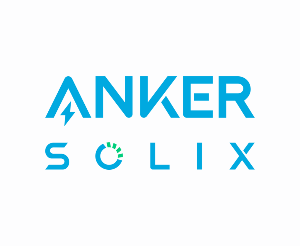 Logo with the text 'Anker Solix', with a stylized lightning bolt integrated into the letter 'A' and a partial circular progress indicator replacing the letter 'O' in 'Solix'.