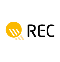 Logo with a yellow circle and three white lines, followed by the word 'REC' in black text.
