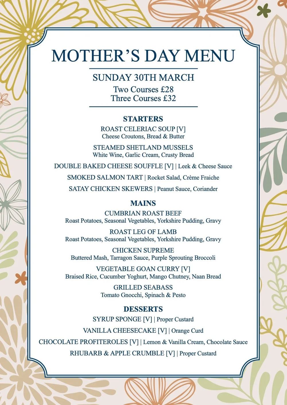 MOTHER'S DAY MENU — Alma Inn