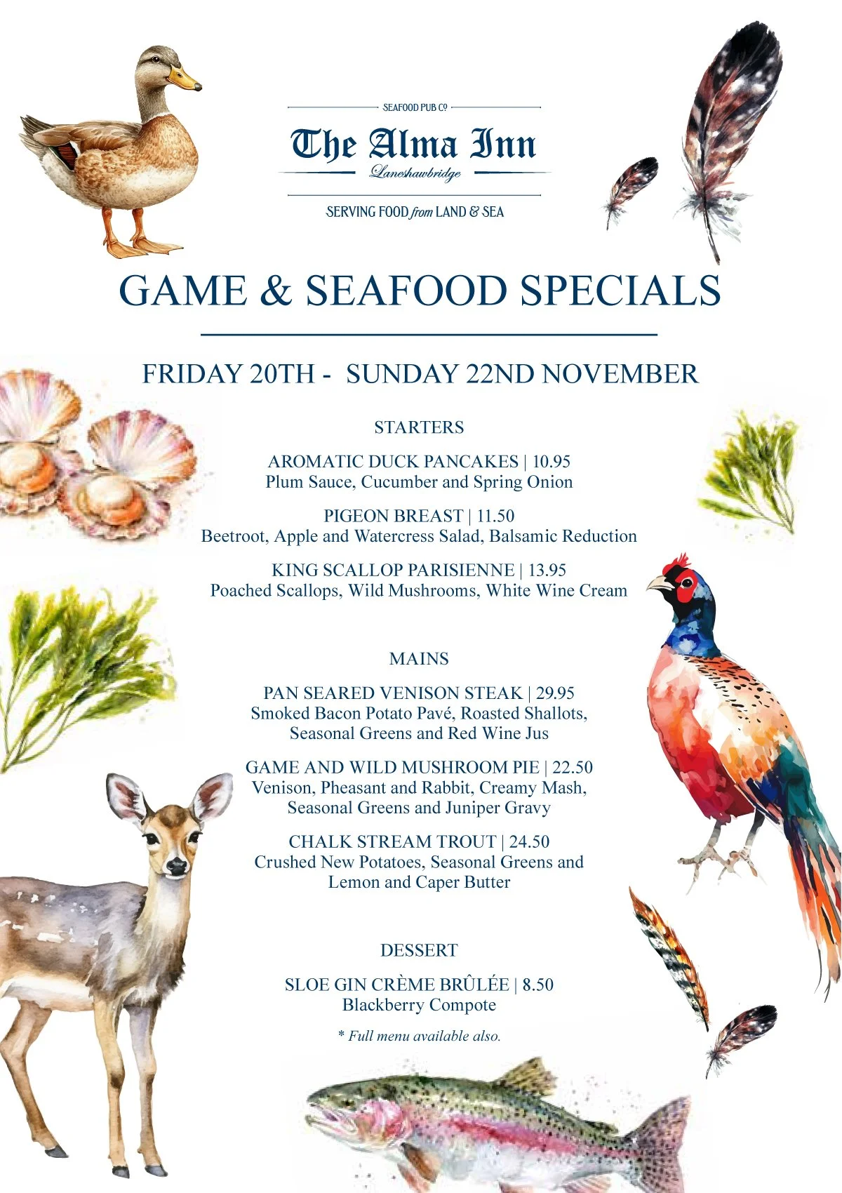 Game & Seafood Specials