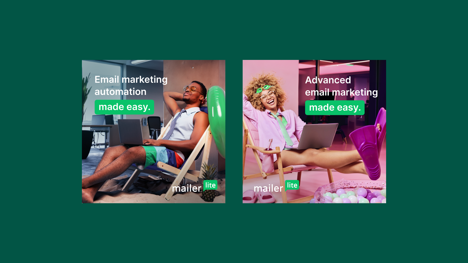 Created with the help of AI, these ads bring the idea of how 'Lite' your life can be when using MailerLite
