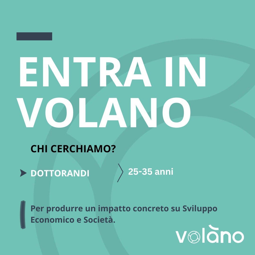 CHI CERCHIAMO: DOTTORANDI TRA I 25 e 35 ANNI

Se hai voglia di aiutarci a sviluppare proposte e progetti per aziende, startup, enti pubblici, a livello locale e nazionale in grado di impattare l&rsquo;ambito Education, Sviluppo Economico e Societ&agr