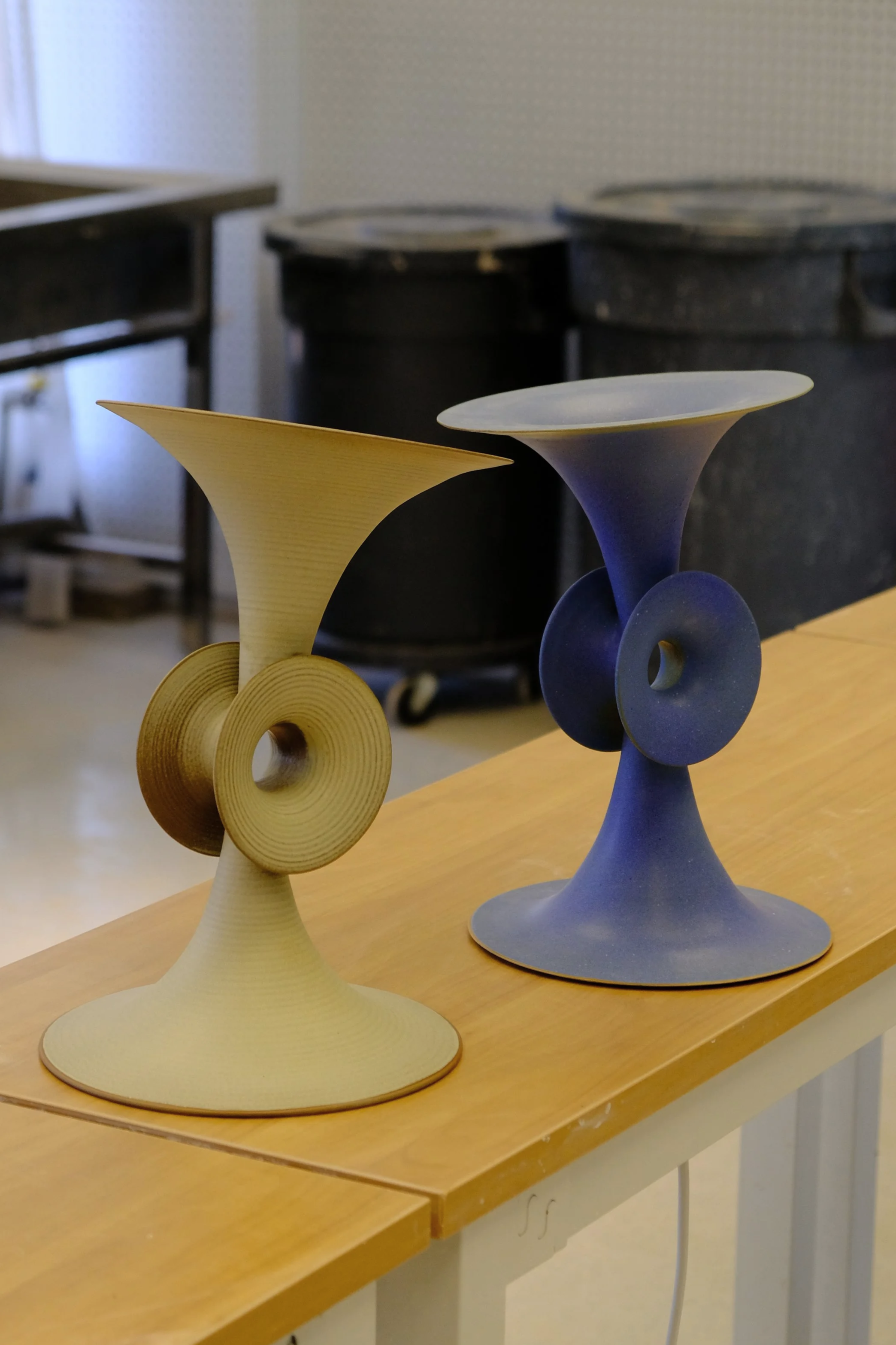 Pair of sculptures made by Claudia Surrage in Jingdezhen