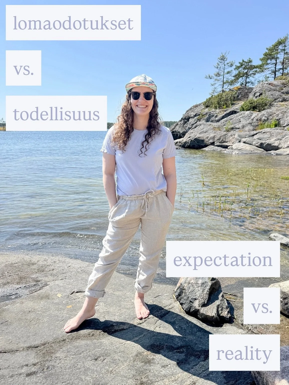 ✨lomaodotukset vs. todellisuus✨
Maailmantilanne tietenkin tuo sopivasti perspektiiviä tähänkin. Tämä on vain yksi loma ja jos se ei mene ihan odotusten mukaisesti niin otetaas se nyt sitten edes huumorilla! 
Toivottavasti s