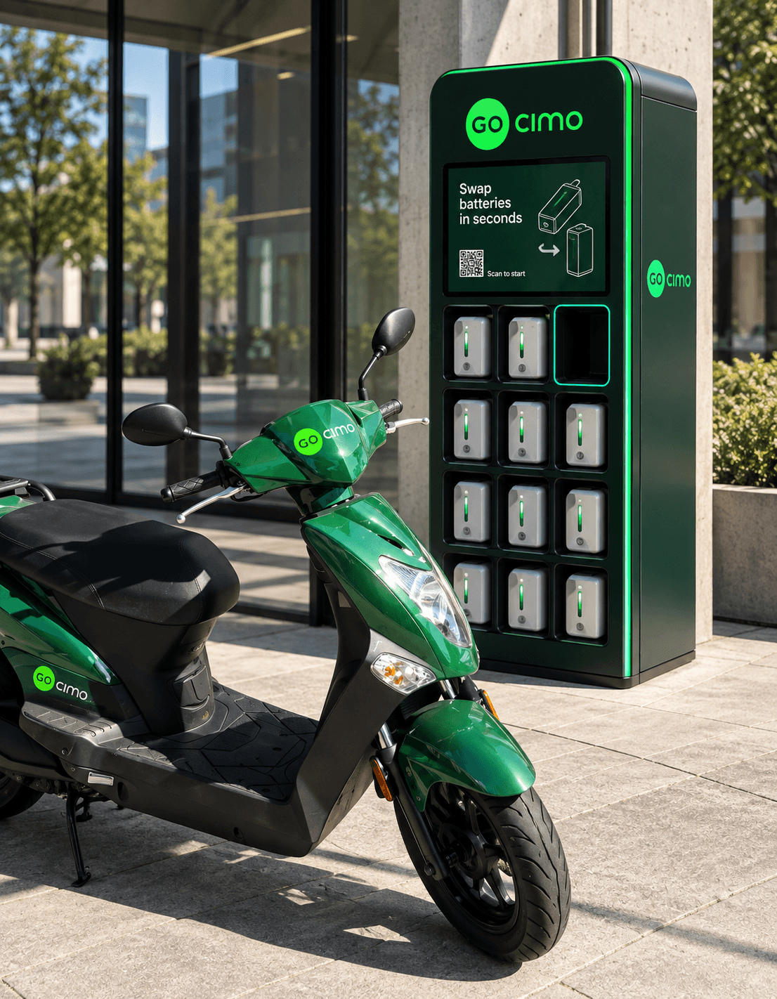 Battery swap for go cimo charging scooter