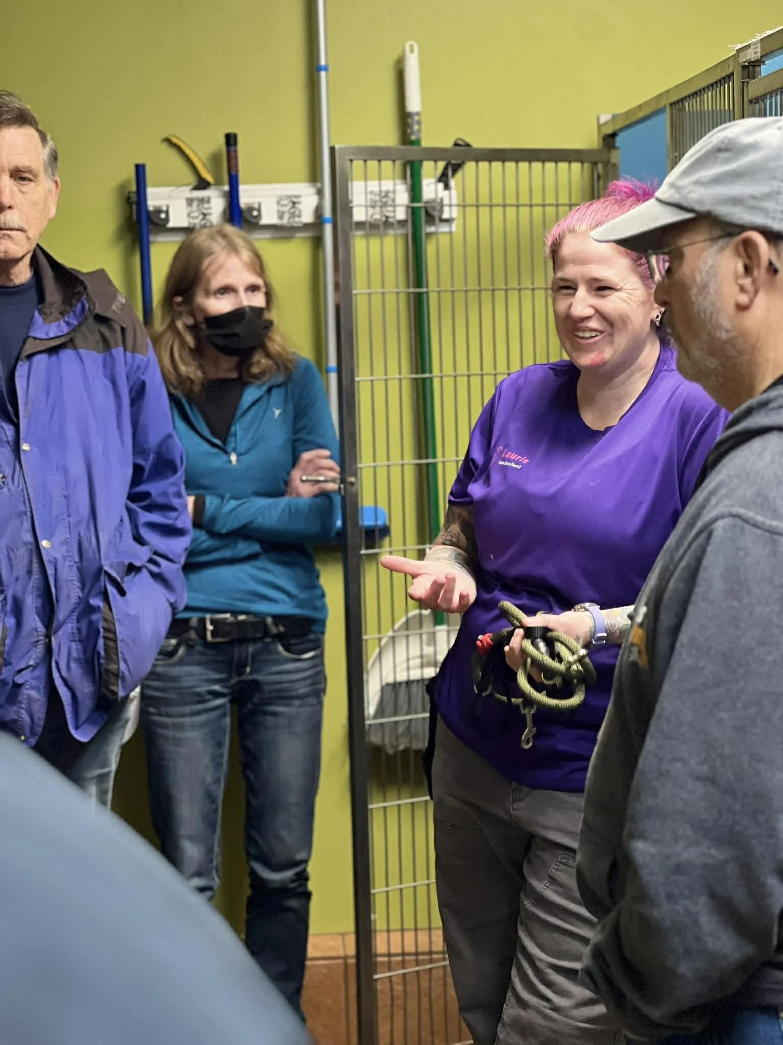 laurie talking to a group of people