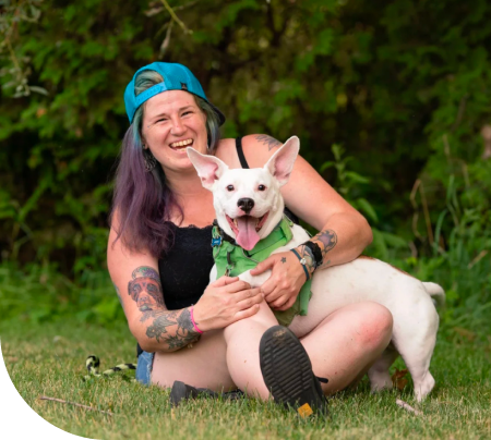 laurie holding her dog