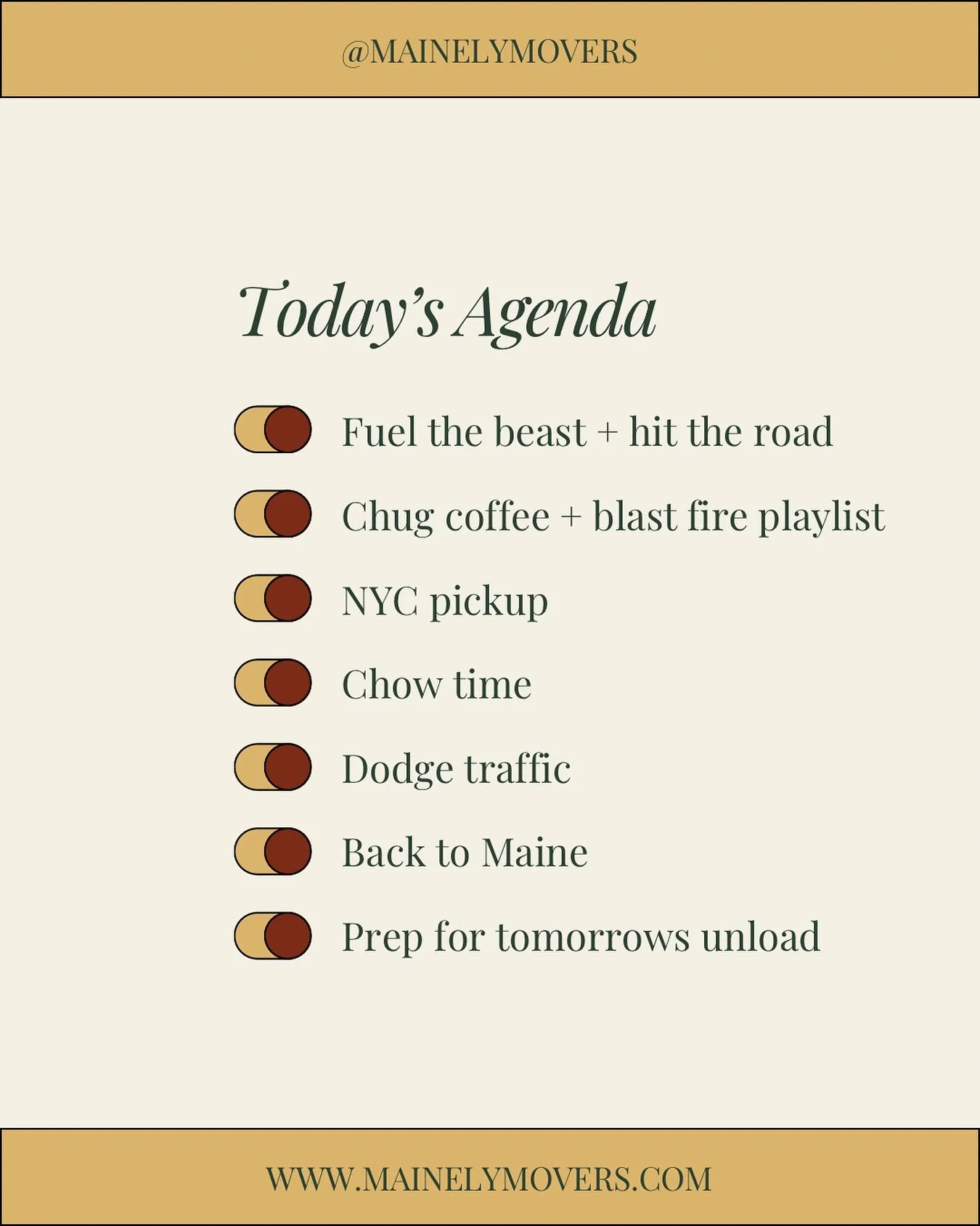 Taking our Maine hustle to the Big Apple 🍎 
🚚 Today we headed to the concrete jungle to scoop up our VIP and bring her home to Vacationland. Coffee? Check. Fire playlist? Check. Traffic-dodging skills? Always. NYC &rarr; ME, let&rsquo;s roll

#move