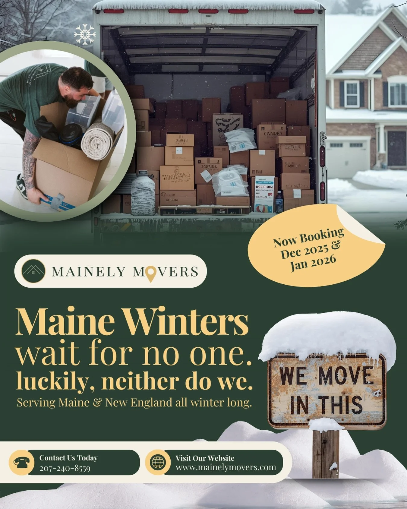 Mainely Movers here!  Your winter-ready, snow-booted, &ldquo;we actually show up in this weather&rdquo; moving crew.
If you&rsquo;ve got a move coming up, consider this your reminder that Maine winters don&rsquo;t wait for anyone&hellip; and luckily,