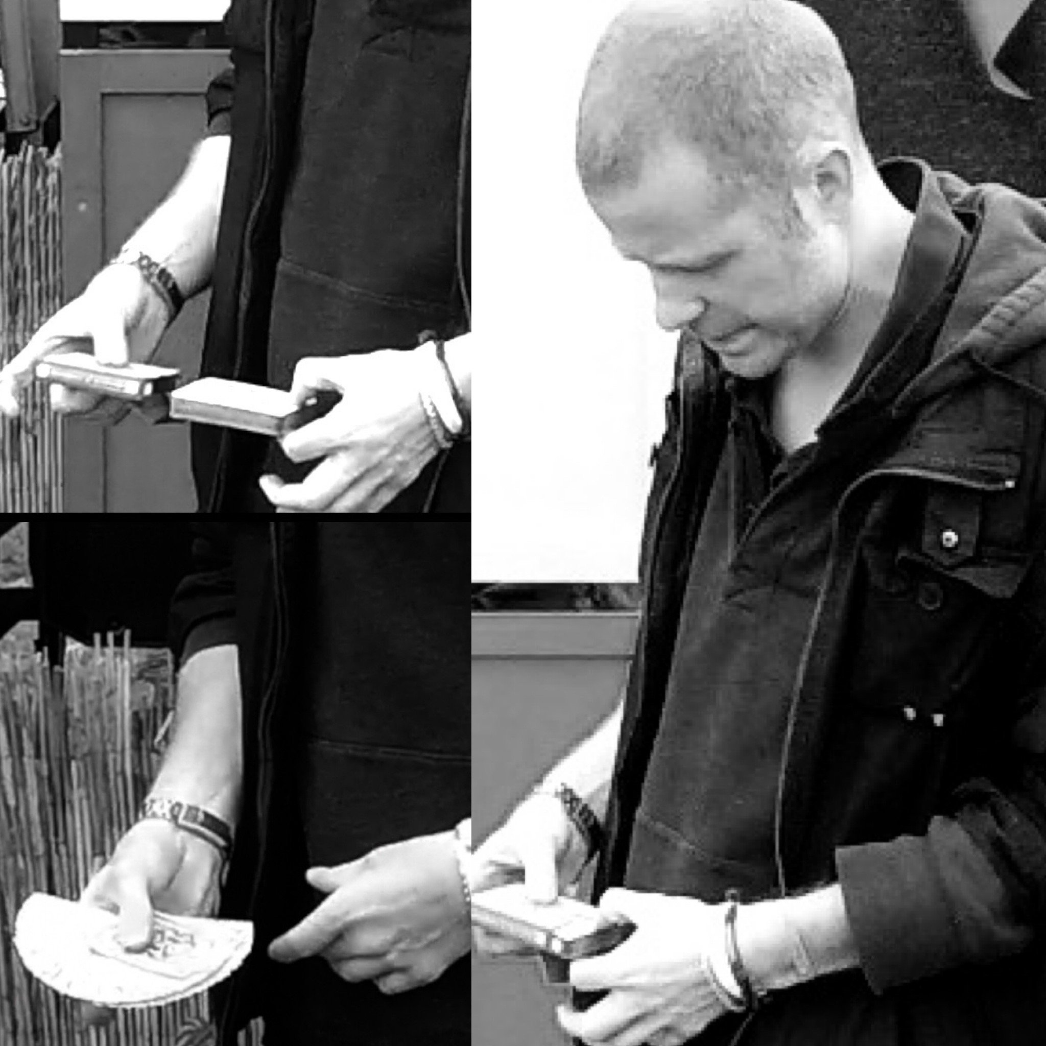 Street magician with cards.