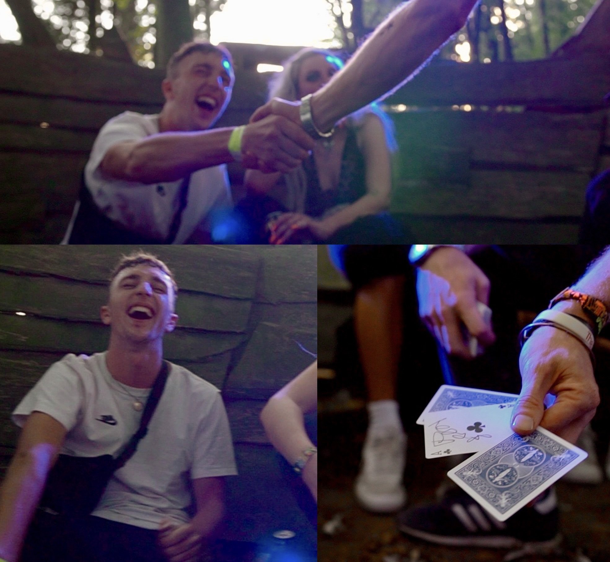 Card magic at music festival.