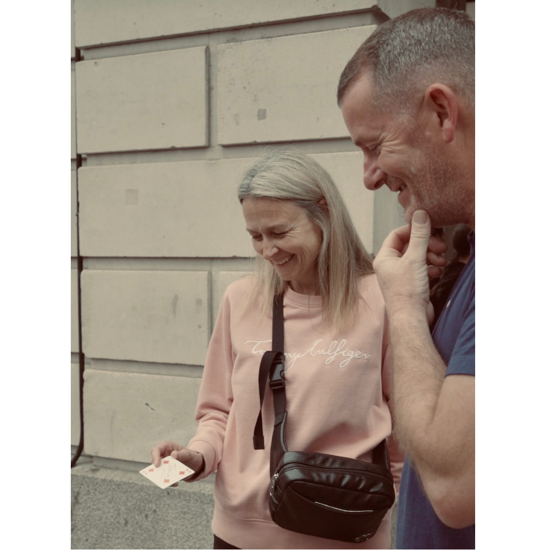 Close-up street magic in London.