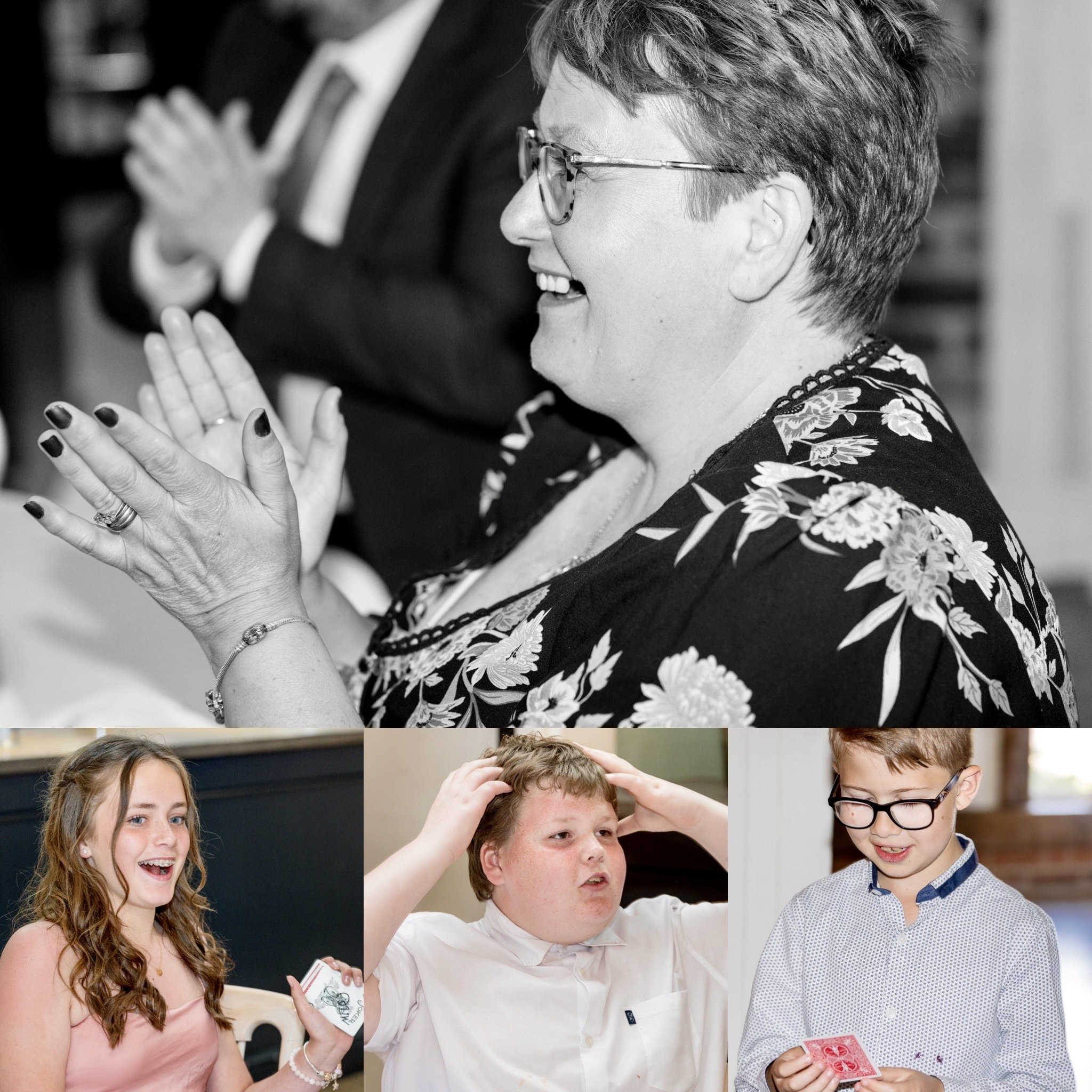 Wedding magician with guests.